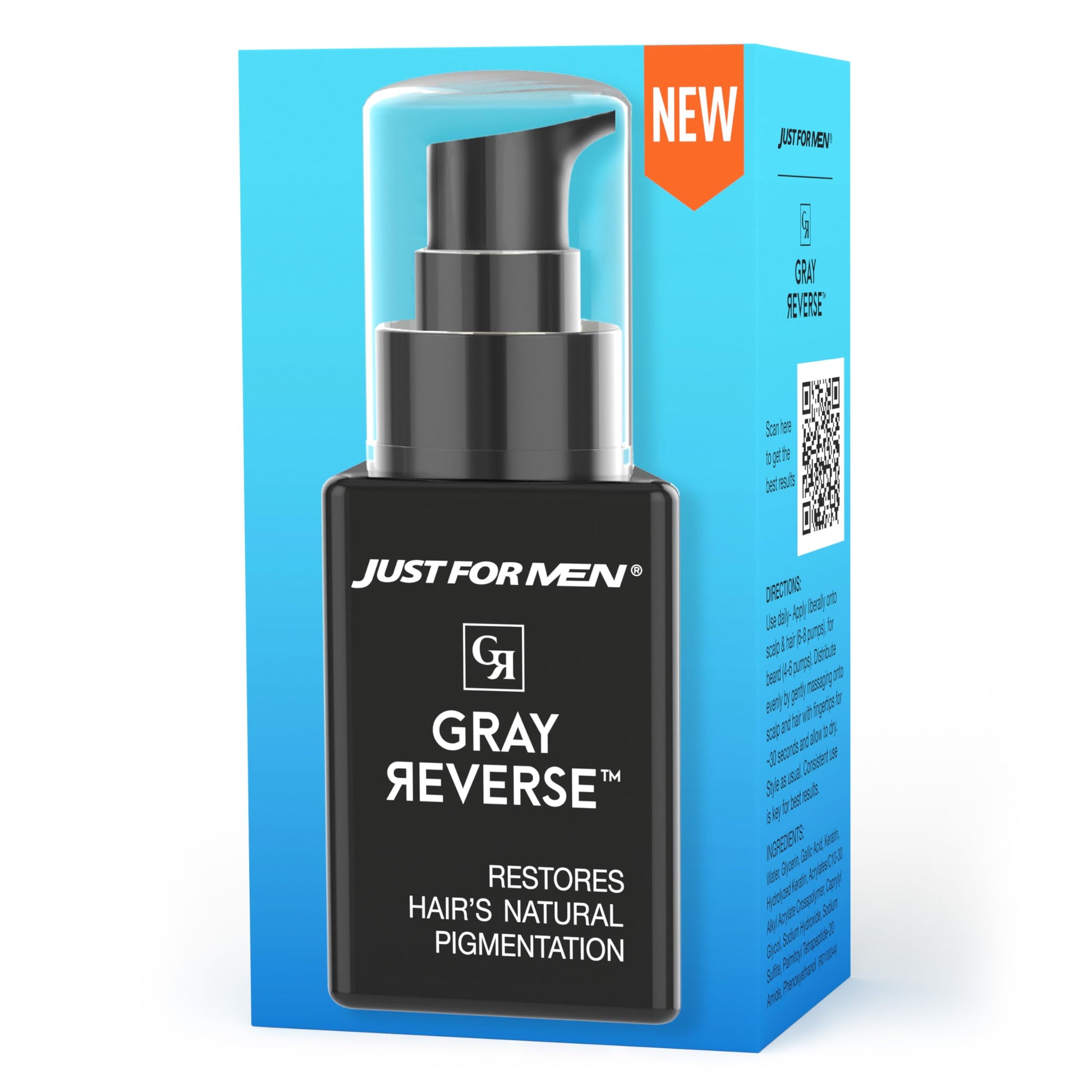 White Smoke Just for Men Gray Reverse Daily Hair Serum, Gradually Reduces Gray Hair, Easy Dye-Free Serum, Travel Friendly, 1.7oz