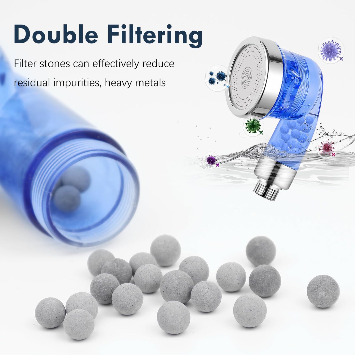 White Smoke Garaook Blue Shampoo Bowl Sprayer Head with Filter, 2PCS Sprayer Head for Portable Salon Sink, 3 Sprayer Modes and High Pressure