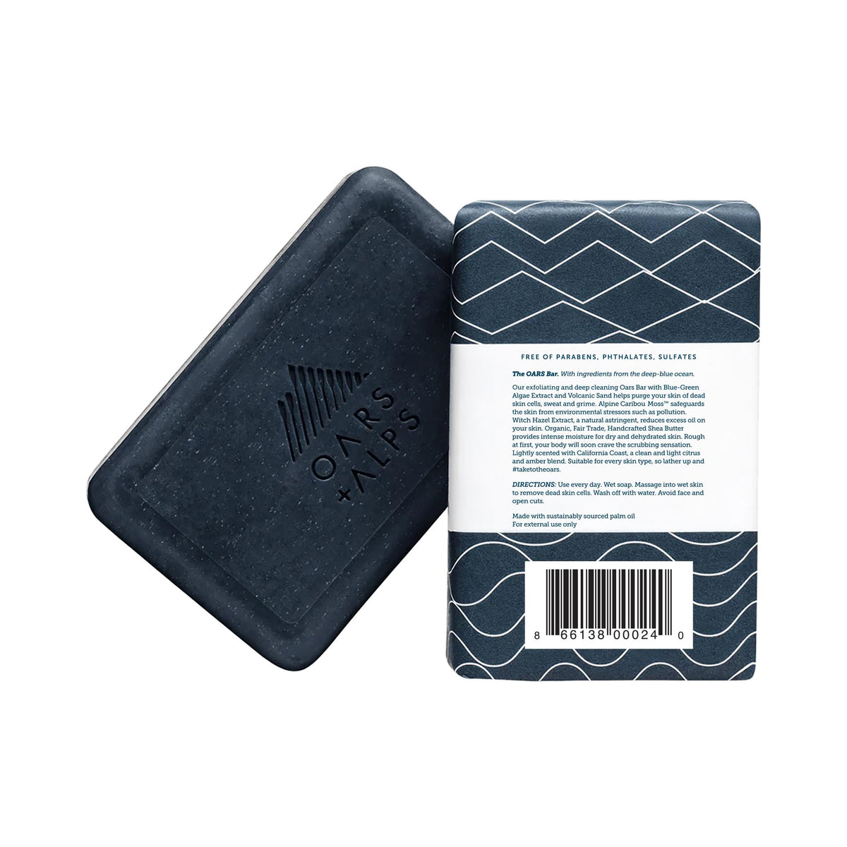 White Smoke Oars + Alps Exfoliating & Moisturizing Mens Bar Soap, Blue Charcoal, 1pk