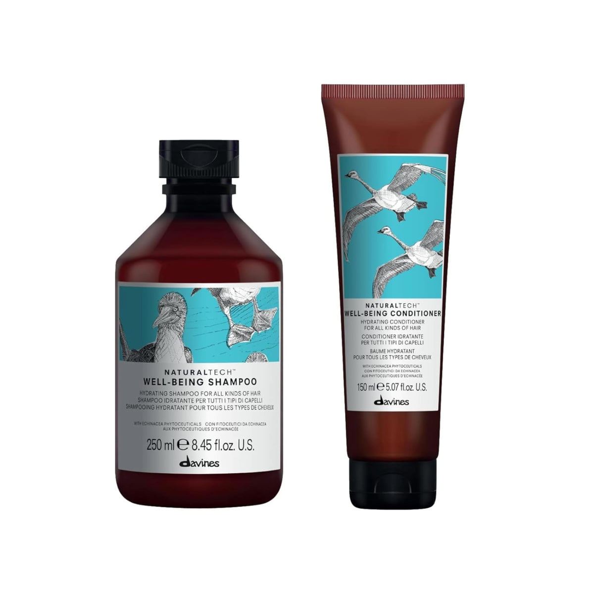 White Smoke Davines Naturaltech WELLBEING Shampoo & Conditioner, Light And Gentle Cleansing To Moisturize, Protect and Enrich Without Changing Hair's Structure