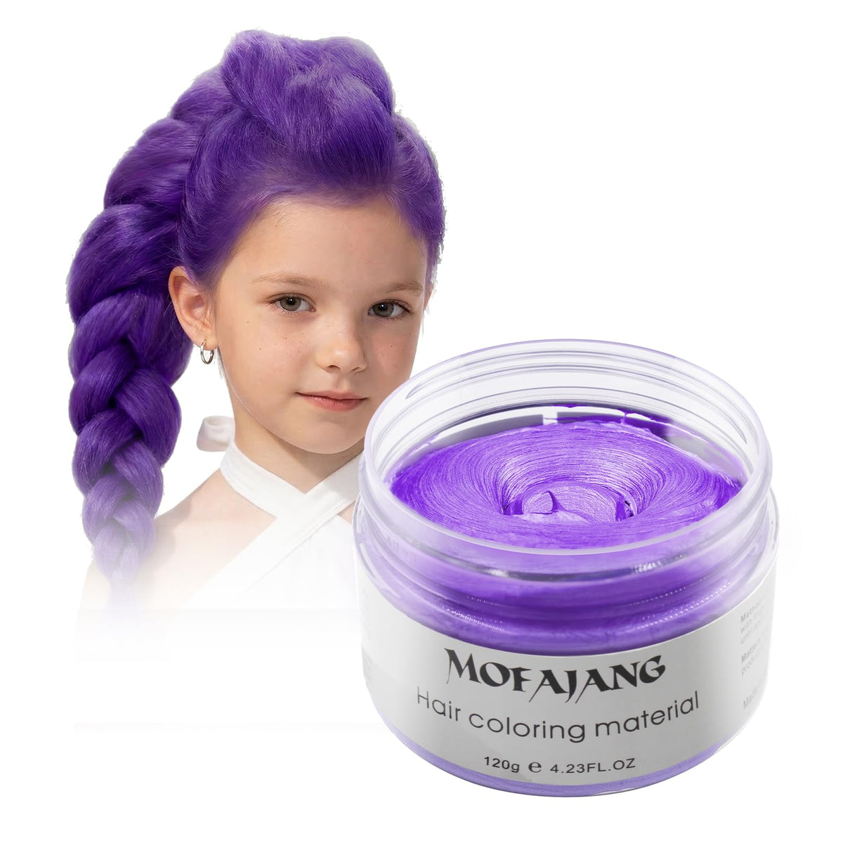 White Smoke VOLLUCK Purple Temporary Hair Dye Wax Natural Instant Hair Color Wax Pomades 4.23 oz,Hair Styling Clay for Party, Cosplay, Halloween,Christmas