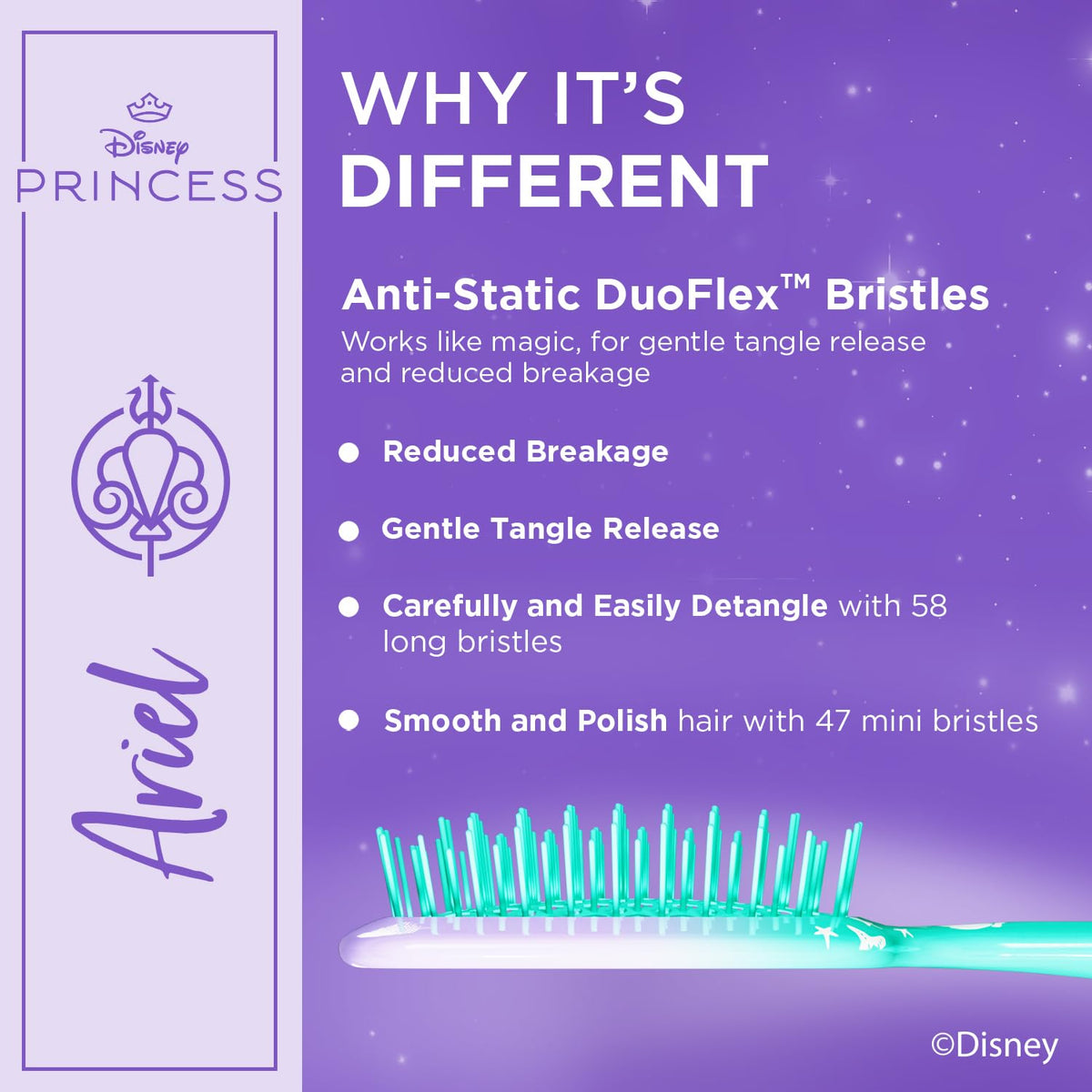 Lavender FHI Heat UNbrush Detangling Hairbrush - Disney Princess