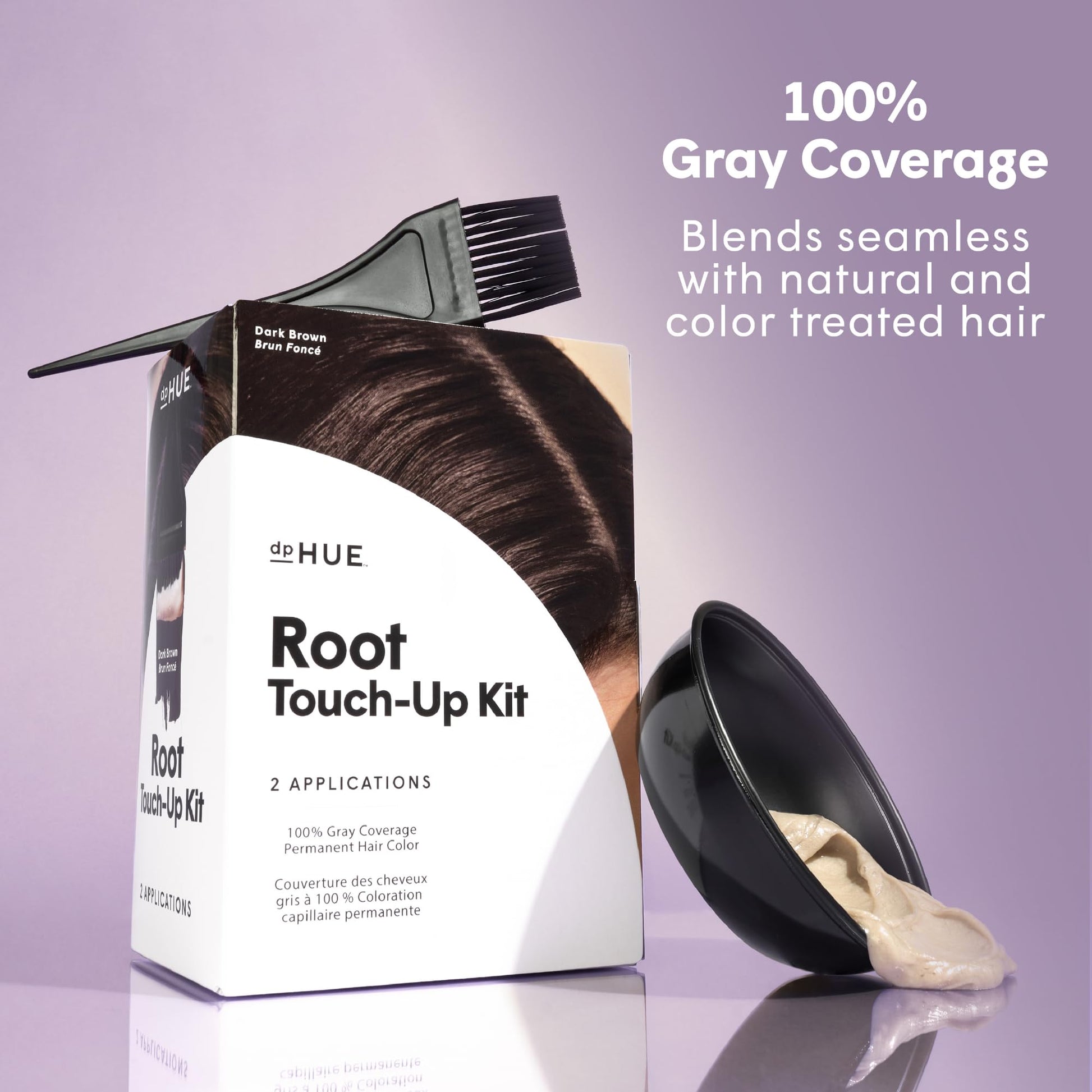 White Smoke dpHUE Root Touch-Up Kit, Dark Brown - Permanent Hair Color for Gray Coverage - Includes Two Applications - Paraben, SLS & SLES Sulfate Free - Leaping Bunny Certified