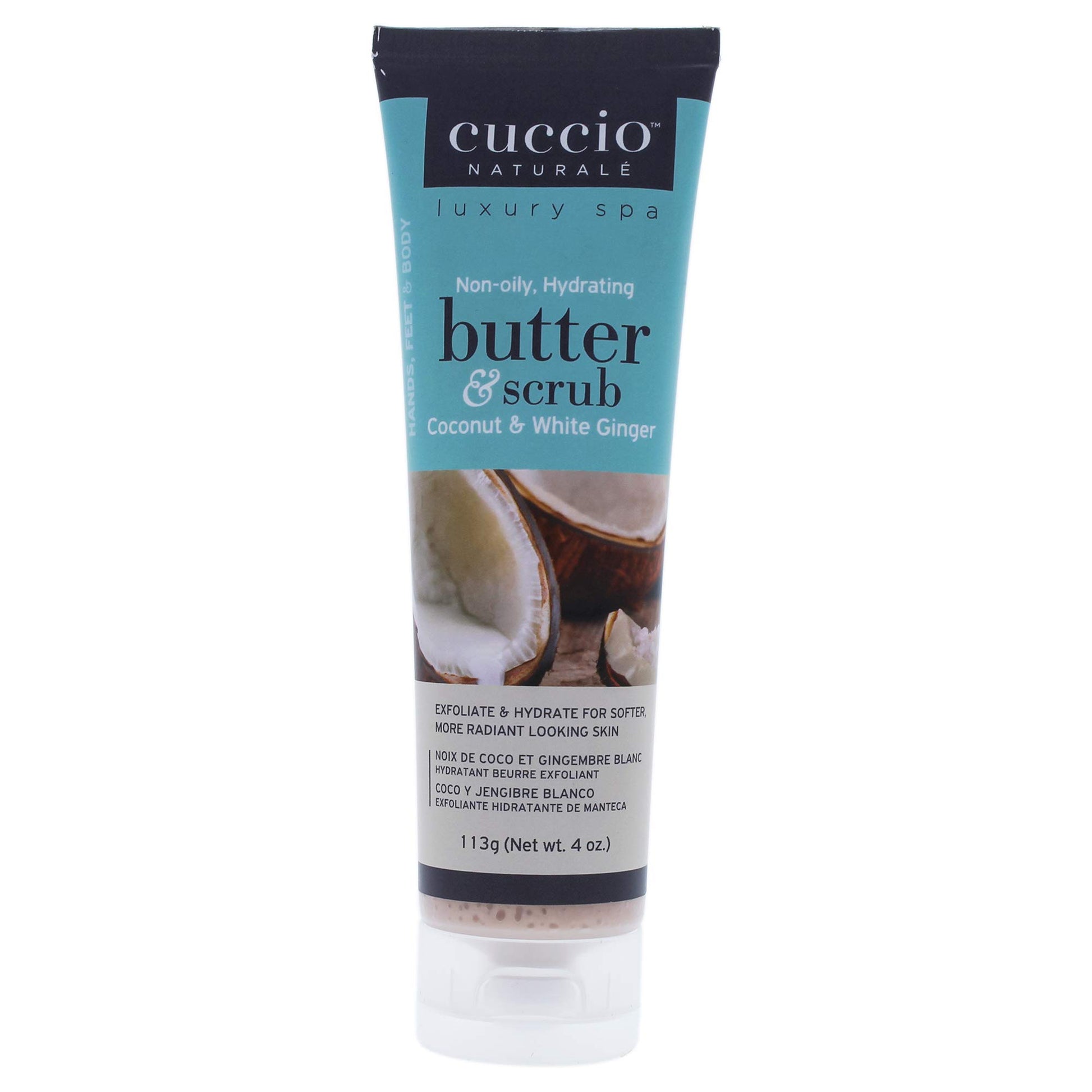 White Smoke Cuccio Naturale Butter Scrub - Exfoliates And Hydrates - For Softer, Radiant Looking Skin - Infuses Moisture Into Dry Skin - Non-Oily 24 Hour Hydration - Creamy - Coconut And White Ginger - 4 Oz
