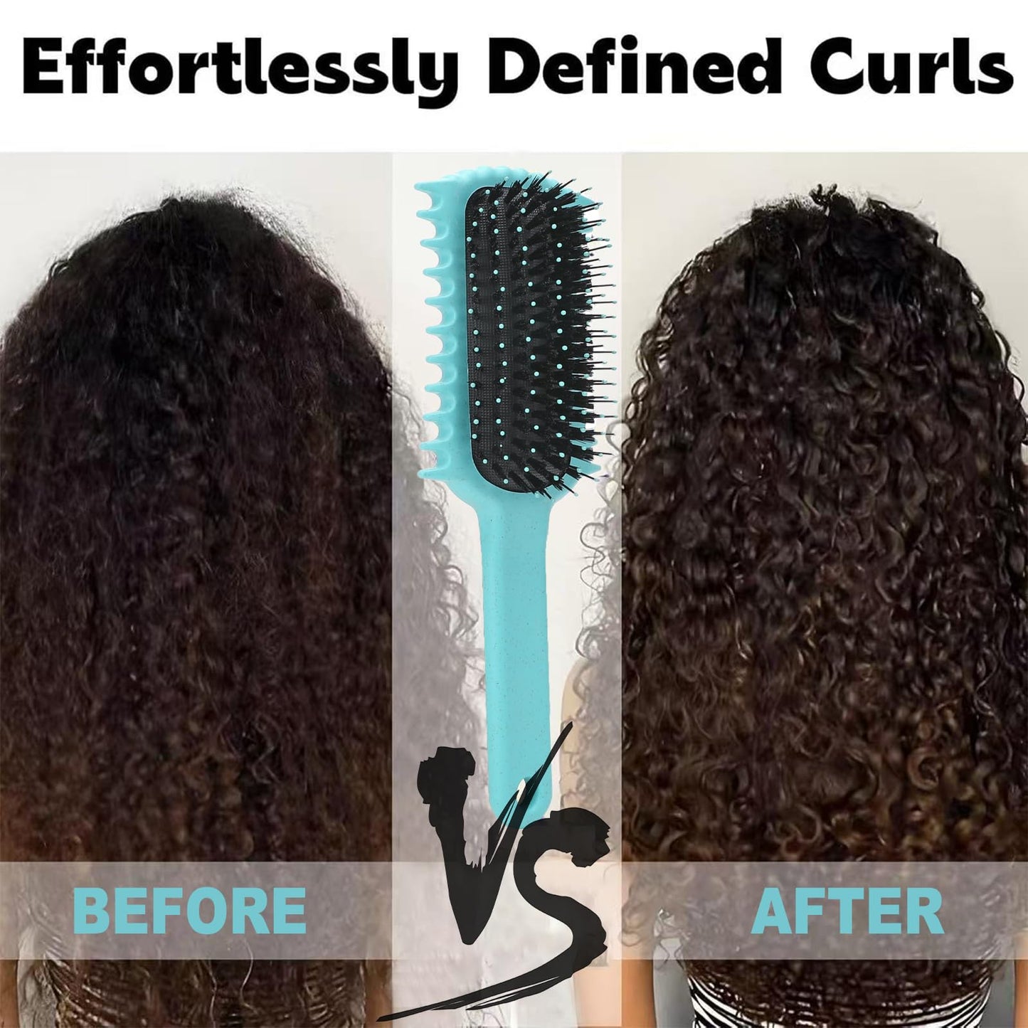 Black Curly Hair Brush, Volume Curl Defining Brush for Detangling Shaping and Styling Women's Curls, Reduce Pulling (Green)