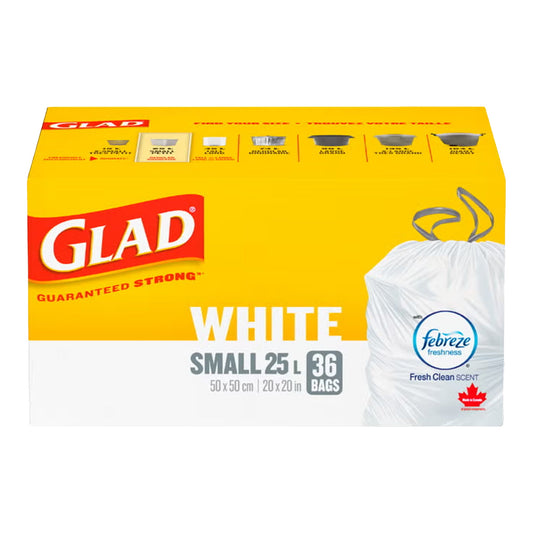 Gold GLAD White Garbage Bag Drawstring - Small (36 Bags)