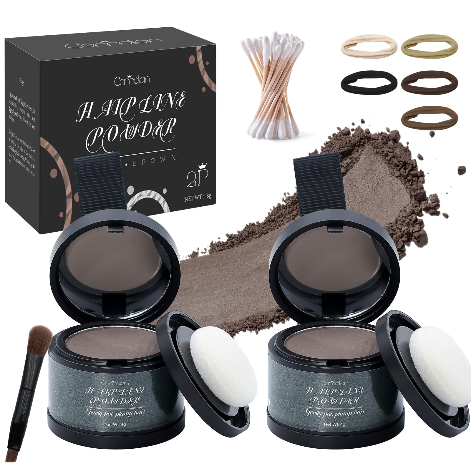White Smoke 2 Pack Hairline Powder for Women and Men, Used to Root Touch Up Hair Color, Thinning and Gray Hair Coverage and Bald Spots Coverage, Dark Brown