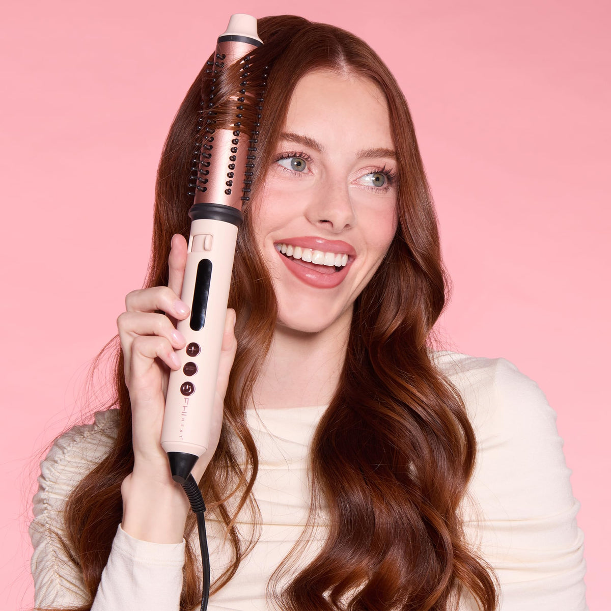 Light Pink FHI Heat SwiftStyler™ Retractable Speed Styler 1.25" - Curling Wand, Brush