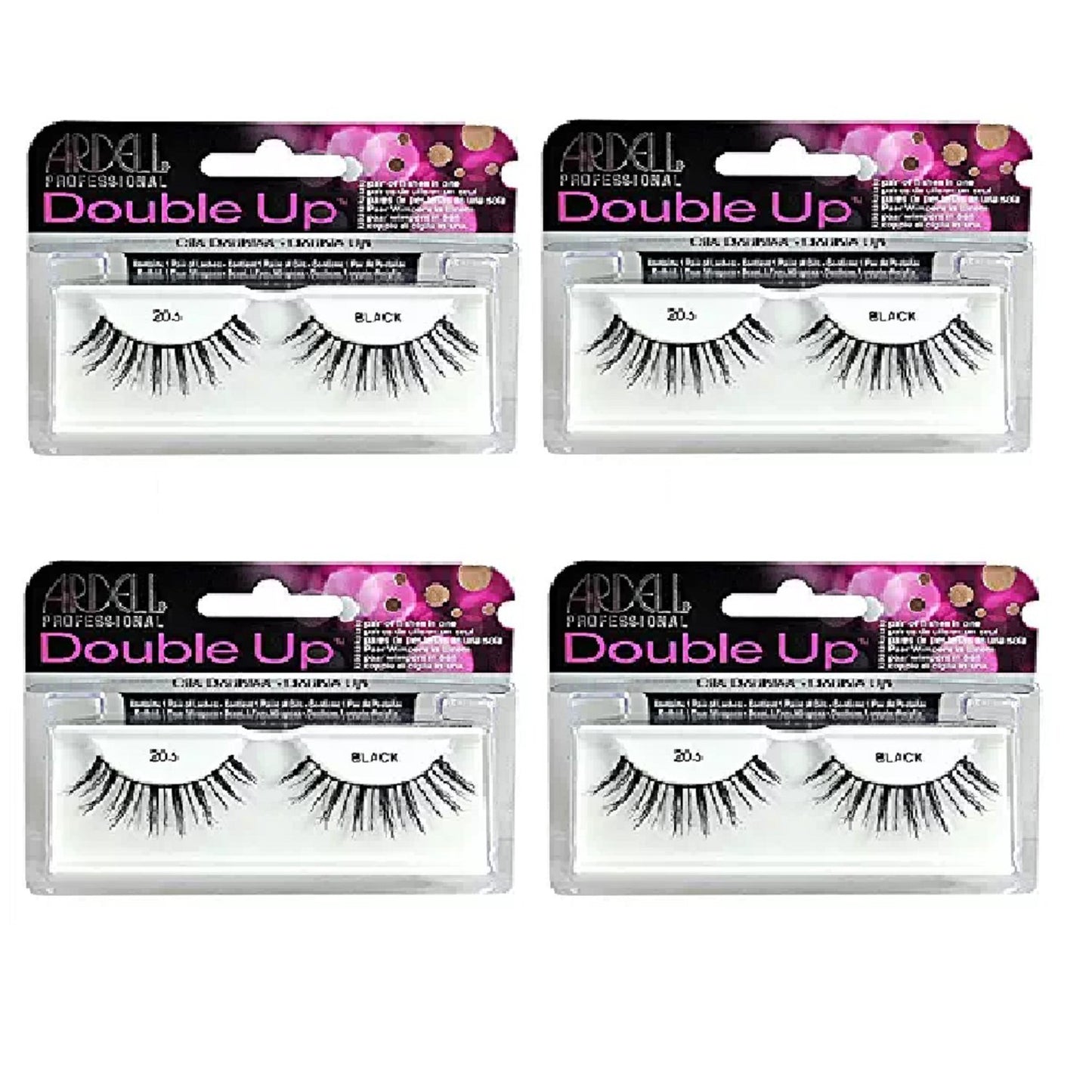 White Smoke Ardell - False Eyelashes, Double Up #206, Reusable, Black (4-Pack)