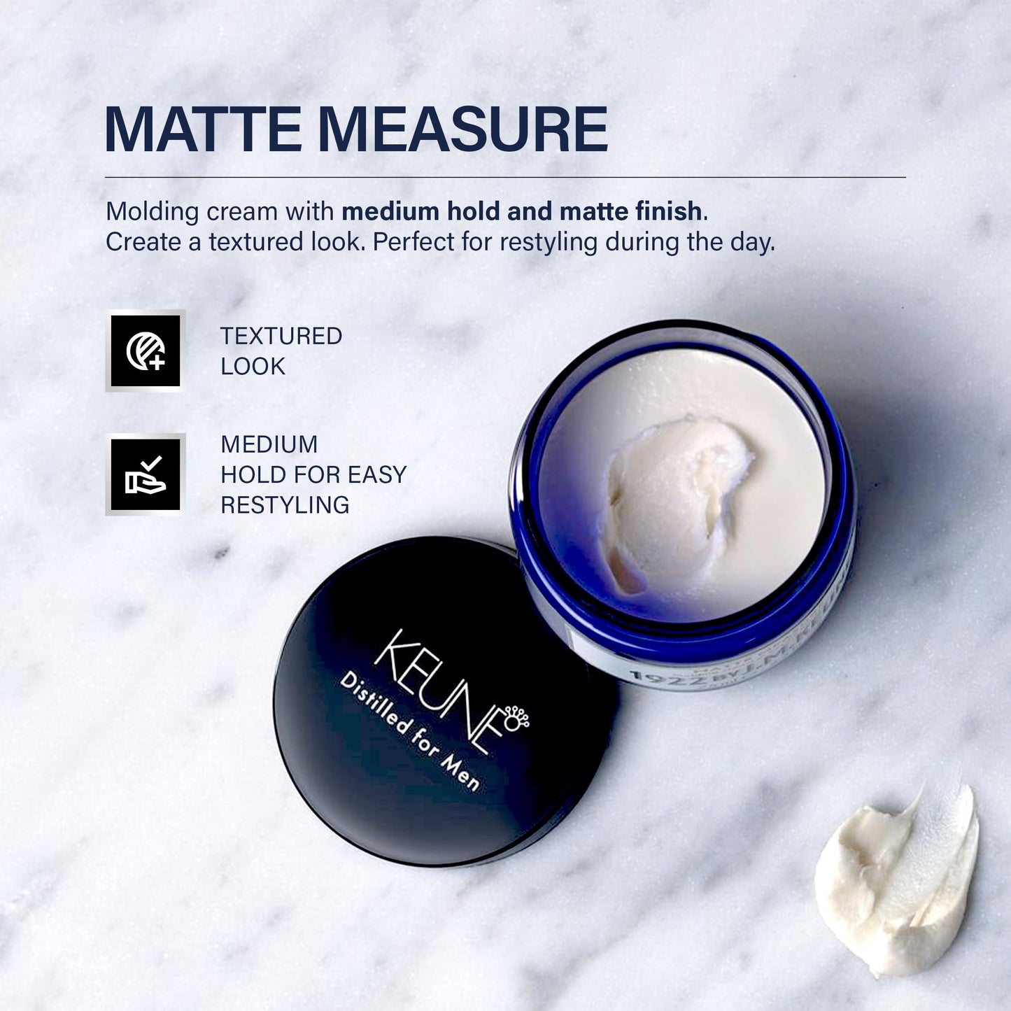 Lavender 1922 by J.M. Keune Matte Measure, Medium Hold & Matte Finish Molding Cream for Men, 2.5 Fl Oz