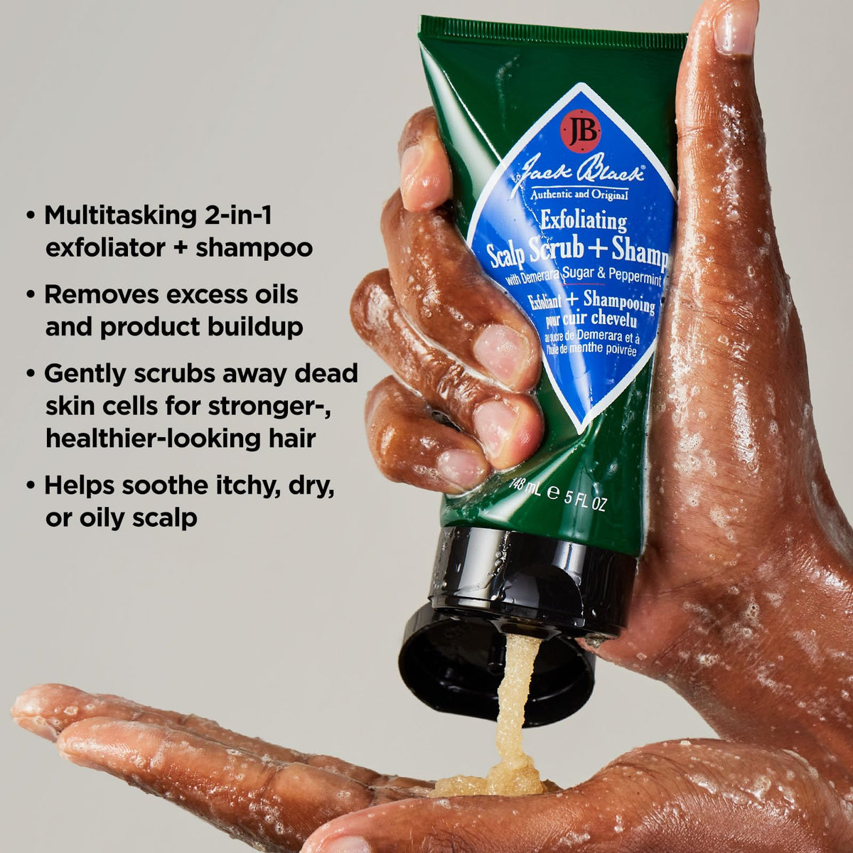 Gray Jack Black Exfoliating Scalp Scrub & Shampoo for Men, 5 oz