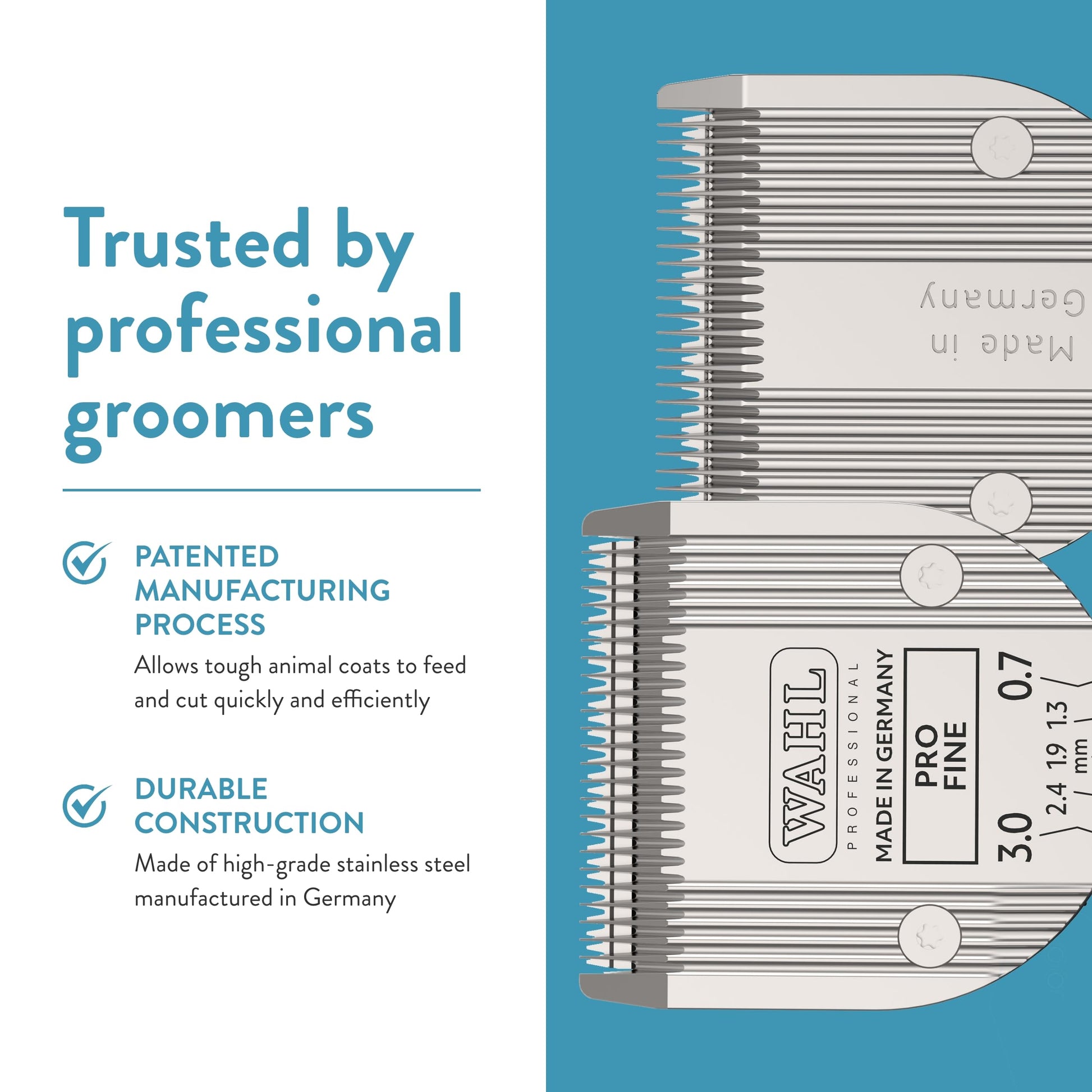 White Smoke Wahl Professional Animal 5-in-1 Pro Adjustable Clipper Blade - for Arco, 5 Style Groom, Bravura, Chromado, Creativa, Figura & Motion Clippers - Replacement Blades - Silver