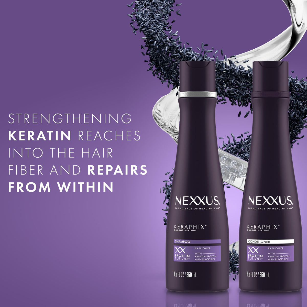 Dark Slate Blue Nexxus KERAPHIX Conditioner Damage Repair for Damaged Hair Powered by KRT Keratin Resistance Therapy with Liquid Crystal Amino Acids 8.5 oz