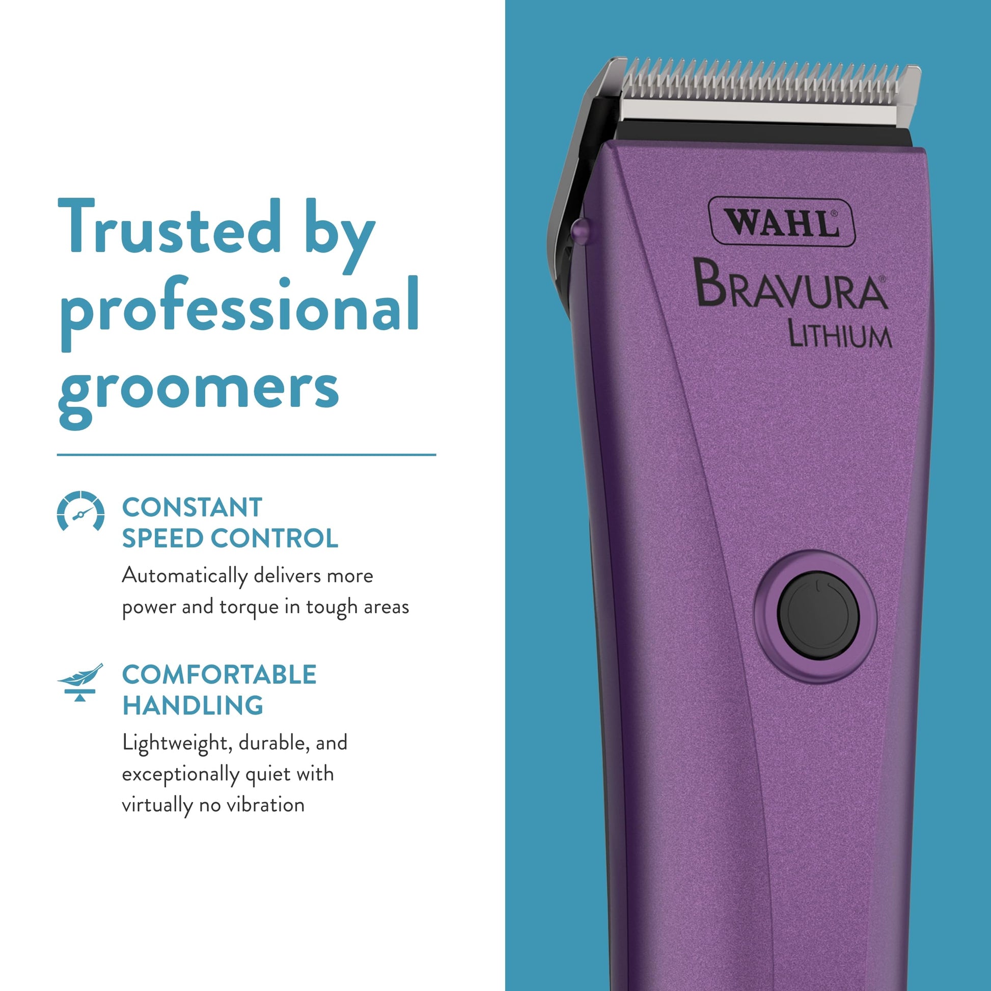 White Smoke Wahl Professional Animal Bravura Pet, Dog, Cat, and Horse Corded/Cordless Clipper Kit, Purple (#41870-0423)