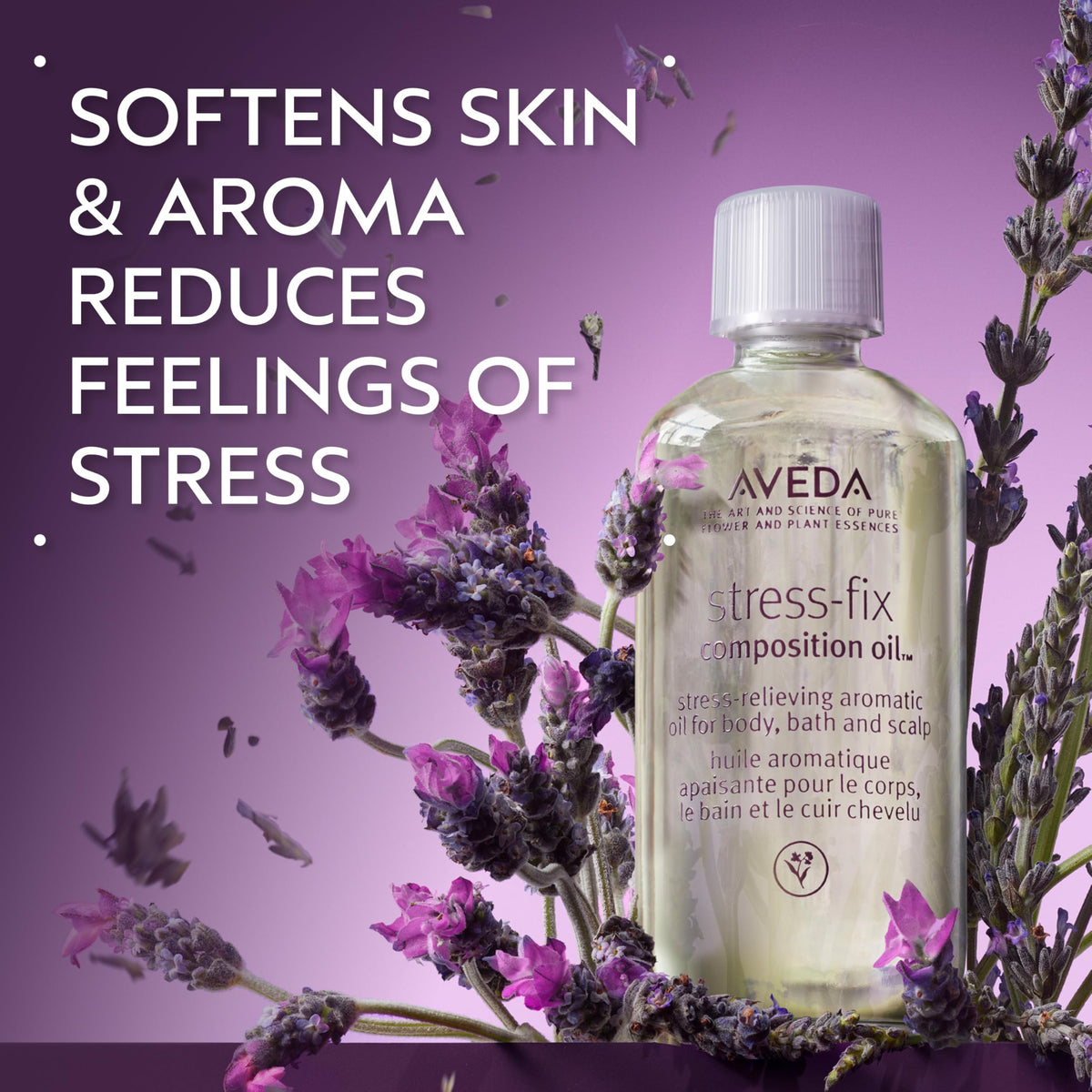 Dim Gray AVEDA Stress-Fix Composition Oil | Bath, Body & Scalp Oil | Shown to Reduce Feelings of Stress | with Aroma of Lavender, Lavandin, Clary Sage, 1.7 Fl Oz