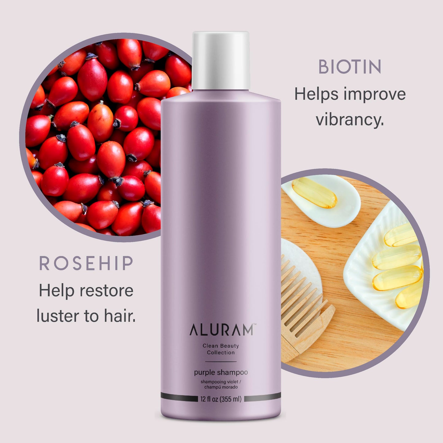 Lavender ALURAM Coconut Water Purple Shampoo for Women, Boosts Brightness, Banishes Brass, for All Hair Types, 12 Fl Oz