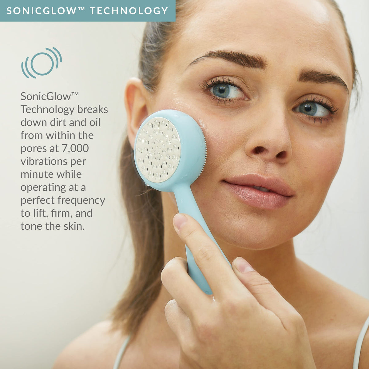 Antique White PMD Beauty Clean Pro - Electric Facial Cleansing Brush, Smart Facial Device with Silicone Brush & Heated Anti-Aging Aluminum, Gemstone, Precious Metal Massager, Sky Silver + Balm