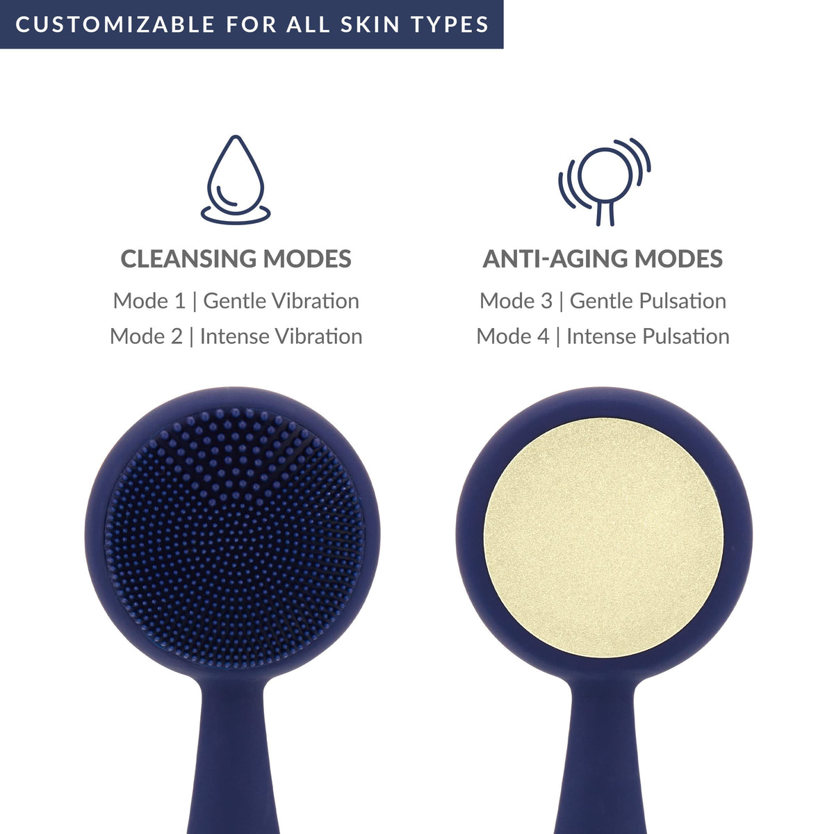 White Smoke PMD Beauty Clean Pro - Electric Facial Cleansing Brush, Smart Facial Device with Silicone Brush & Heated Anti-Aging Aluminum, Gemstone, Precious Metal Massager