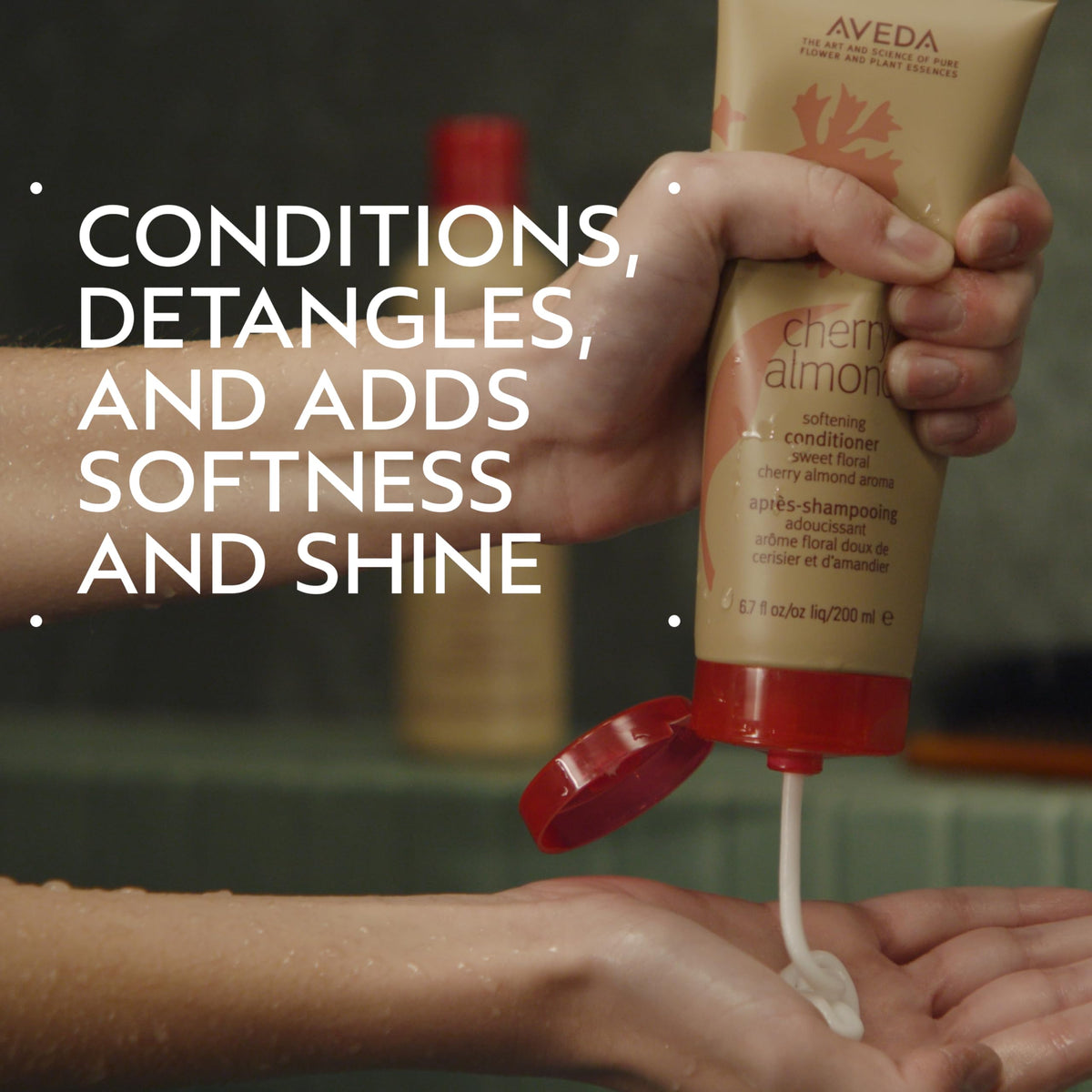 Black AVEDA Cherry Almond Softening Conditioner | for Normal to Dry Hair | 98% Naturally Derived* | with Coconut Oil & Shea Butter | Silicone Free | Iconic Aroma of Tonka, Orange, Ylang Ylang, 33.8 Fl Oz