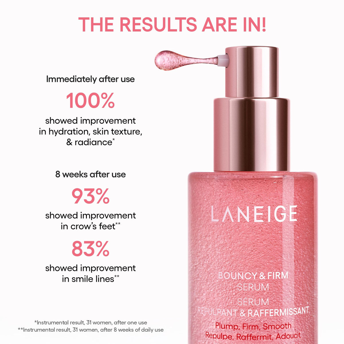 White Smoke LANEIGE Bouncy & Firm Slow Anti-Aging Collagen Complex Serum