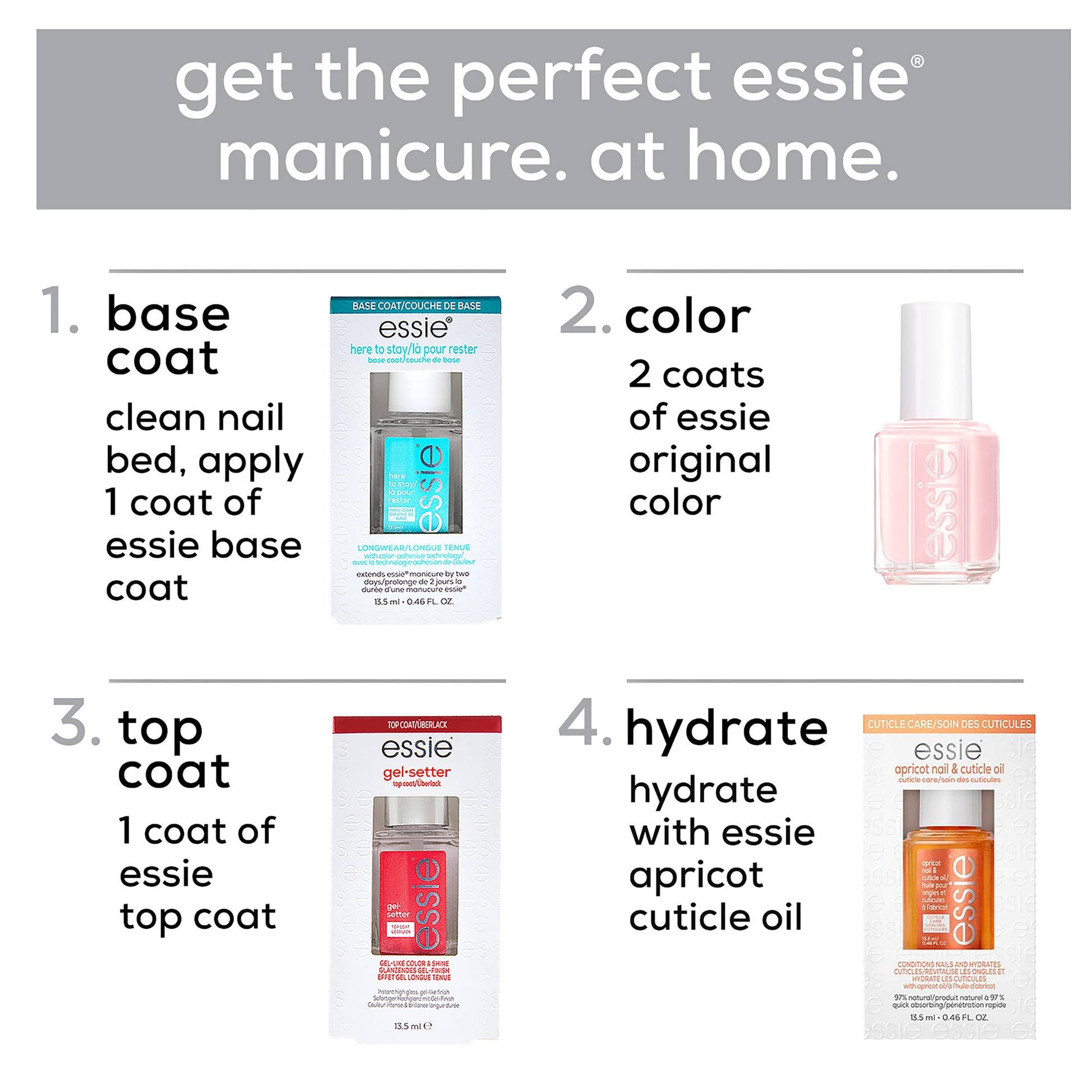 White Smoke essie All-In-One Base Coat + Top Coat + Strengthener Nail Polish, 0.46 Ounces (Packaging May Vary)