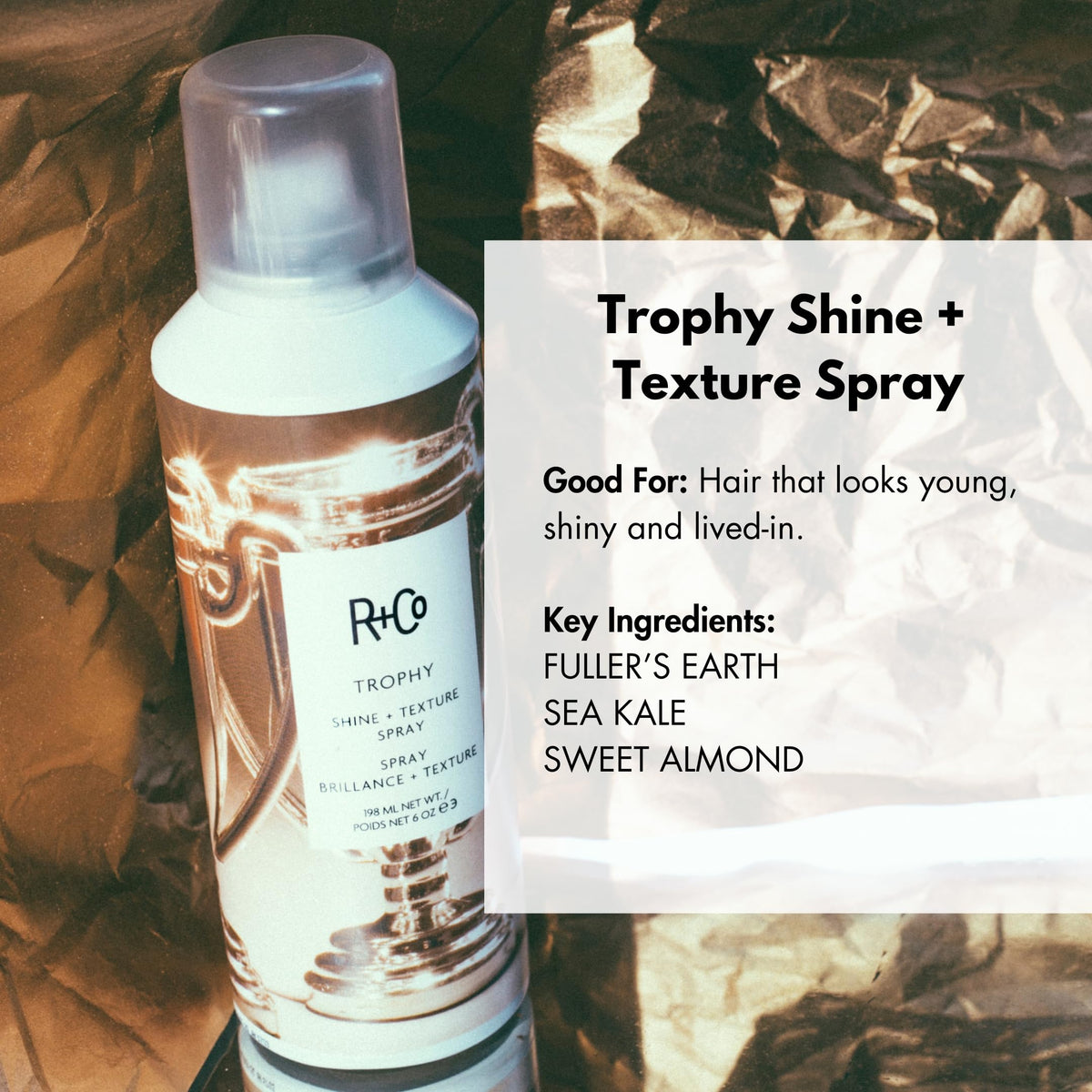 Lavender R+Co Trophy Shine + Texture Spray, 6 oz