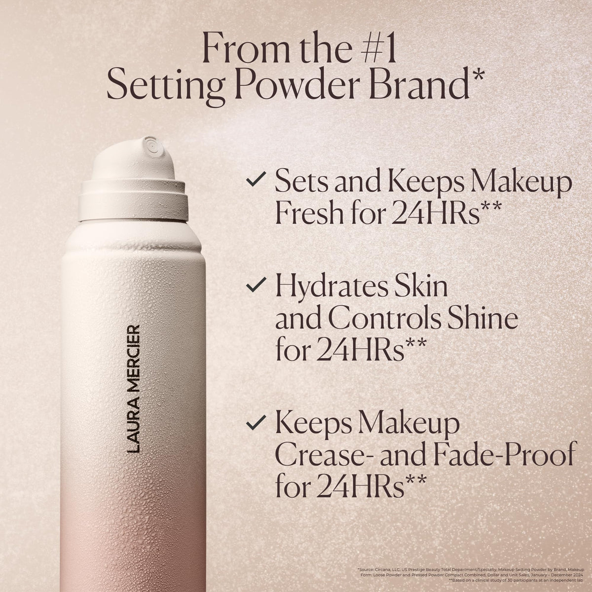 Light Gray Laura Mercier Translucent Hydrating Setting Spray Ultra-Blur, Micro-Fine Blurring Face Mist, 24HR Shine Control, Natural Finish, Smudge & Transfer-Proof, Infused with Hyaluronic Acid + Niacinamide