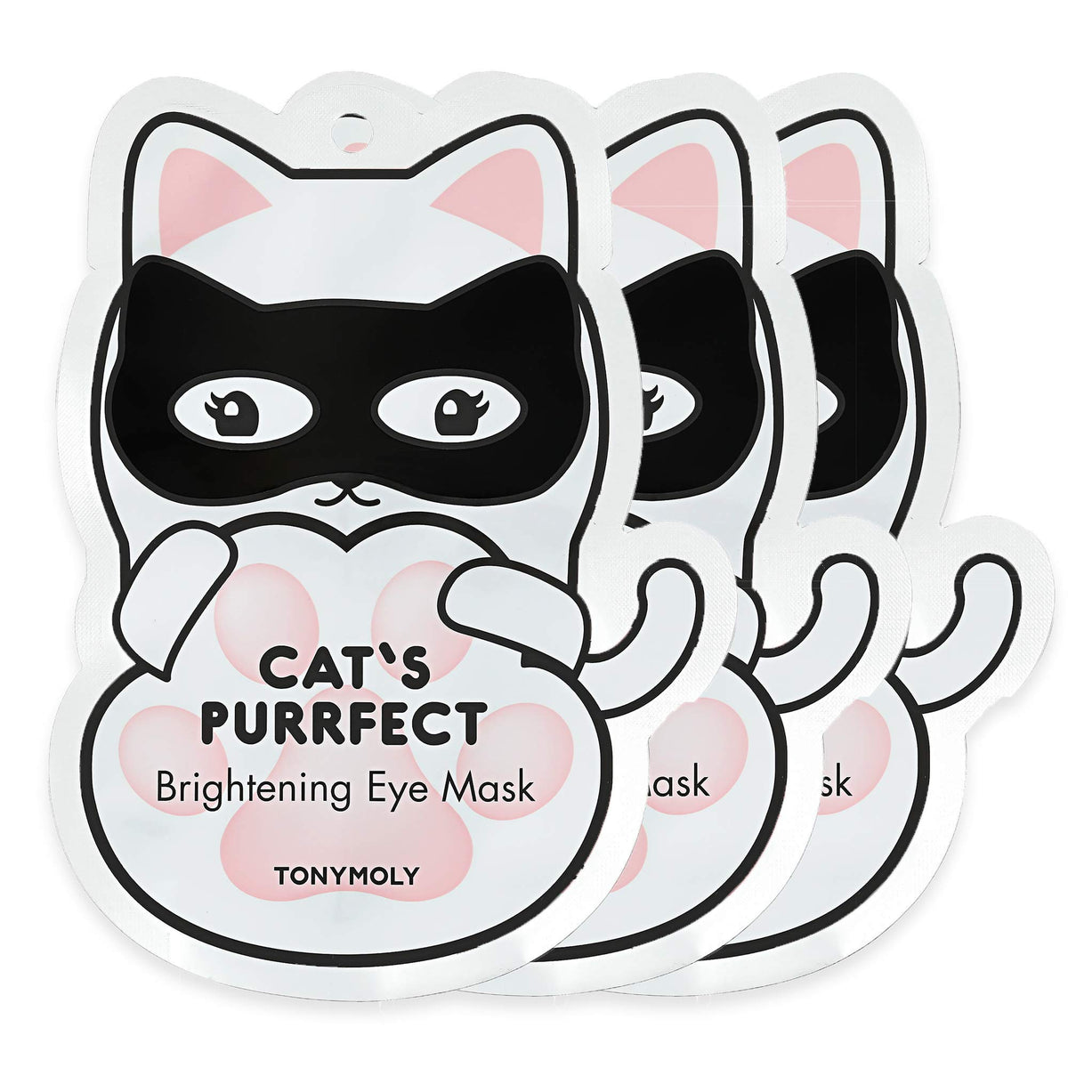 White Smoke TONYMOLY Cats Purrfect Under Eye Patches - Hydrating, De-Puffing, 3ct