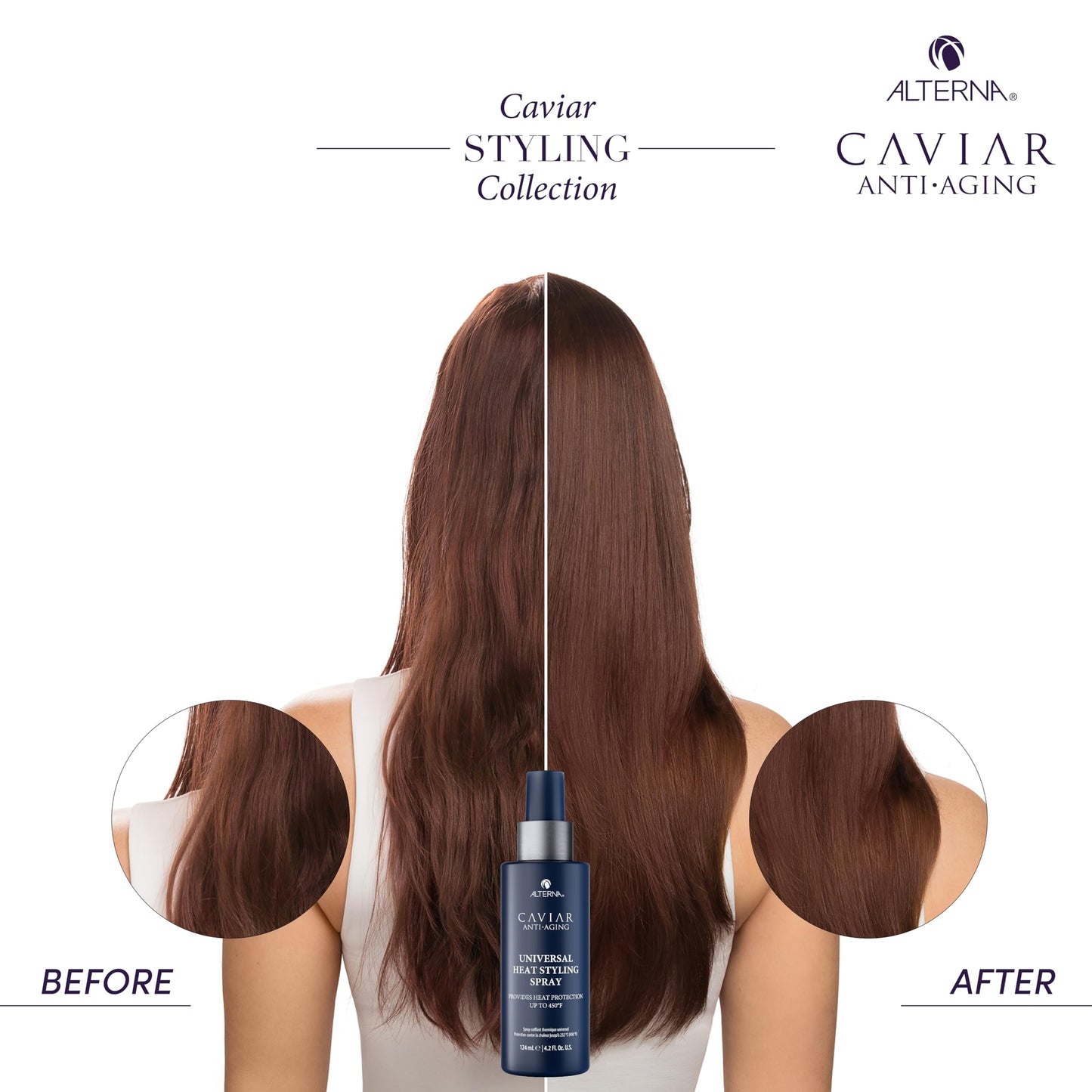 White Smoke Alterna Haircare CAVIAR Anti-Aging Universal Heat Styling Spray 4.2 Fl Oz | Heat Protectant for Wet or Dry Hair | Detangles, Smooths, and Softens | Eliminates Frizz, Resists Humidity | All Hair Types