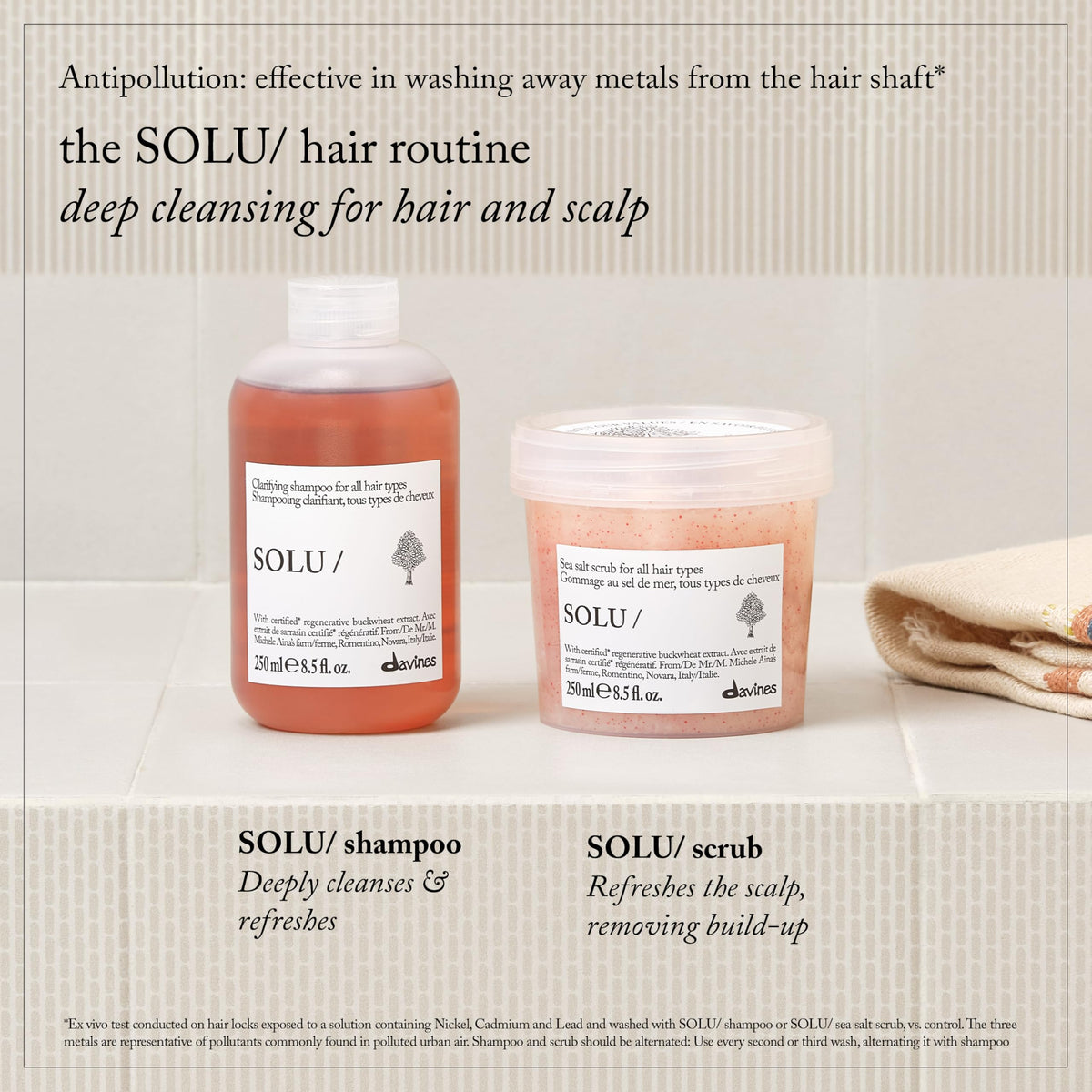 Light Gray Davines SOLU/Sea Salt Scrub Refreshes Scalp For All Hair Types, 8.5 Fl Oz