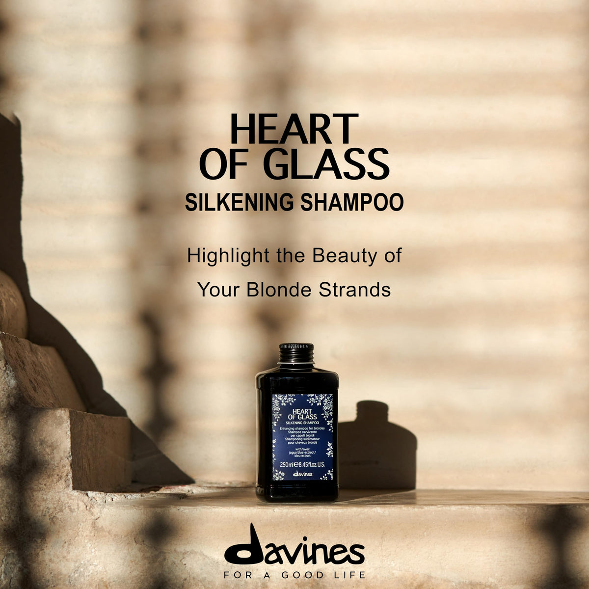 Wheat Davines Heart Of Glass Silkening Chelating Shampoo, Blonde Hair Travel Size