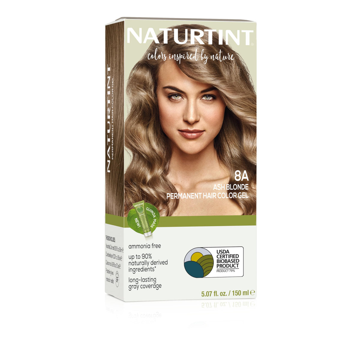 Seashell Naturtint 8A Ash Blonde Permanent Hair Color (Pack of 1), Ammonia Free, Vegan, Cruelty Free, up to 100% Gray Coverage, Long Lasting Results (Packaging may vary)