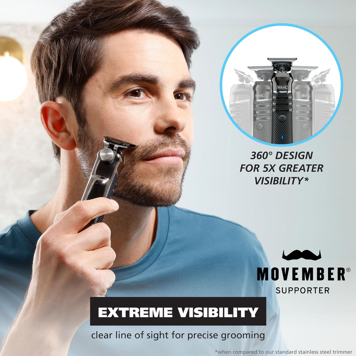 Light Gray Wahl Pro Series High Visibility Cordless USB Skeleton Style Beard Trimmer