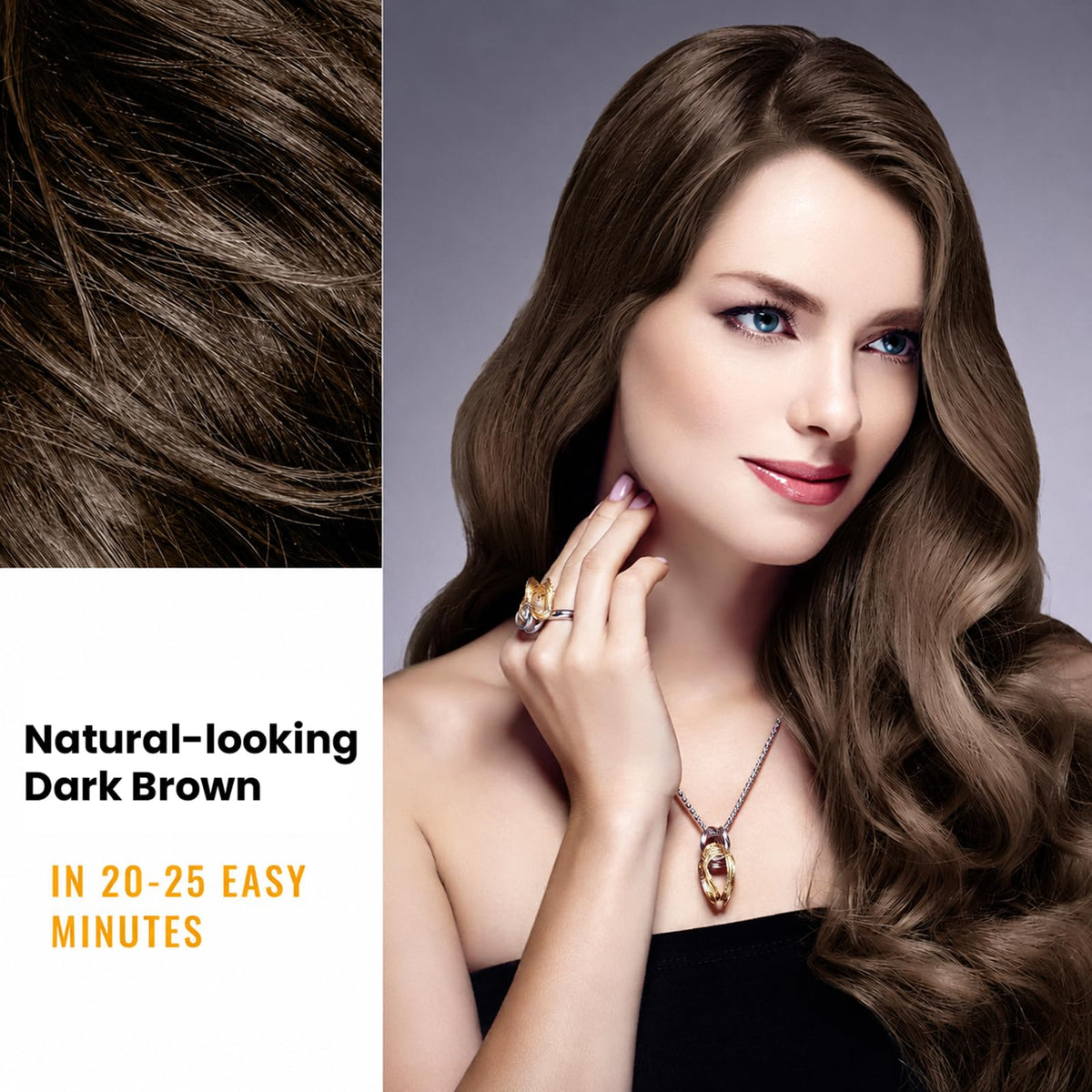 White Smoke KINGMING Dark Brown Hair Dye Shampoo 3 in 1 for Gray Hair