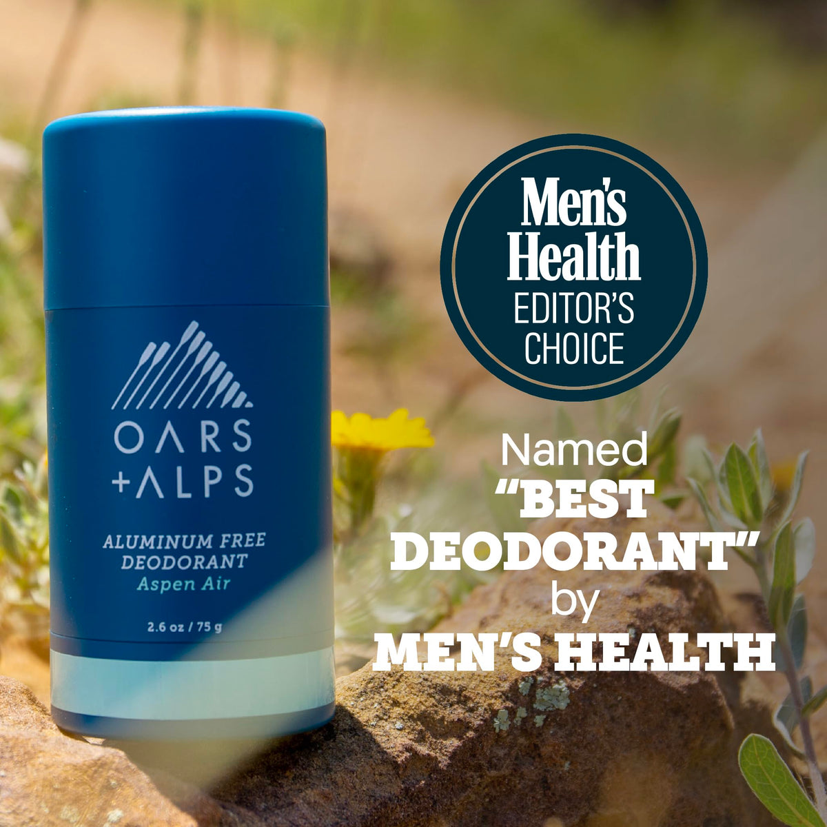 Midnight Blue Oars + Alps Aluminum Free Men's Deodorant, Clear + No Residue, 1pk, 2.6oz