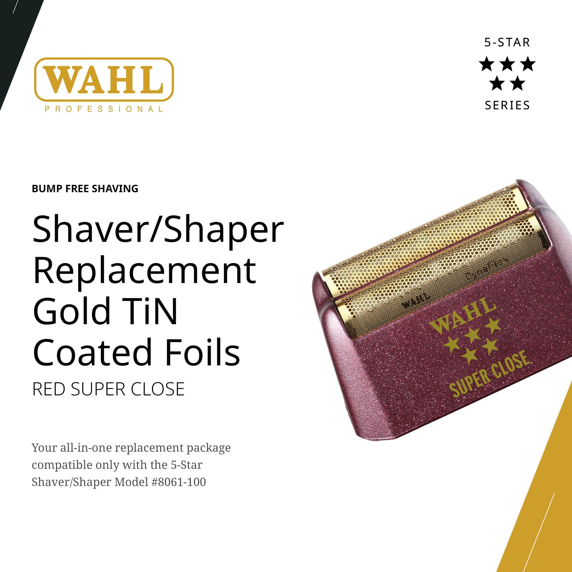 White Smoke Wahl Professional 5 Star Series Shaver Shaper Replacement Foil, Super Close Shaving, Hypo-Allergenic Gold