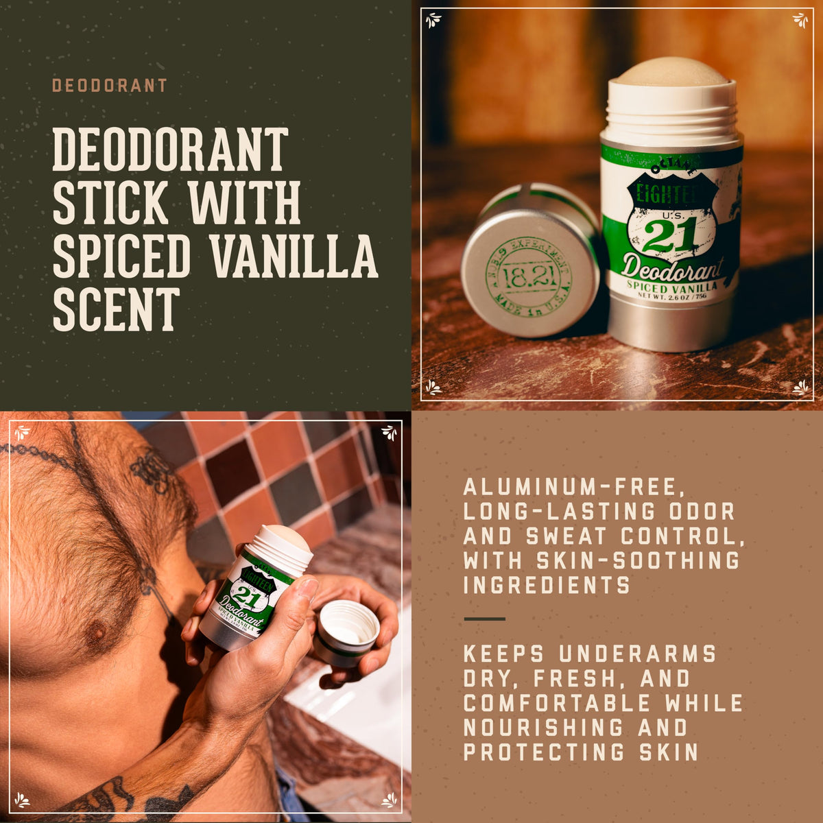 Sienna 18.21 Man Made Deodorant Stick, Spiced Vanilla