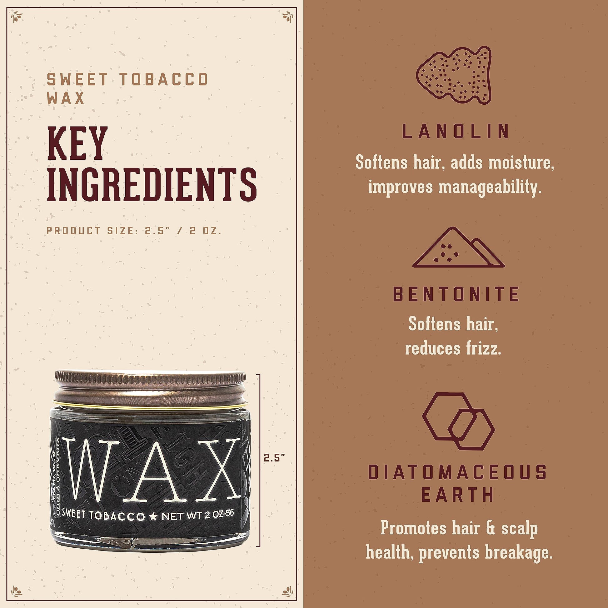 Sienna 18.21 Man Made Hair Styling Product, 2oz. Original Sweet Tobacco Scent in Wax with Low Shine Finish