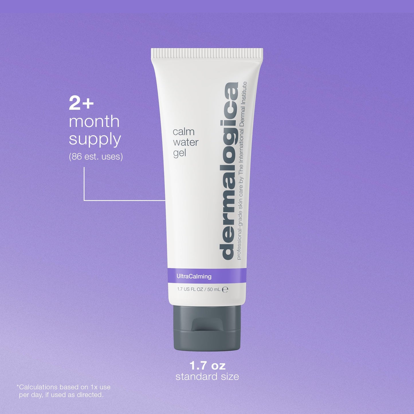 Medium Purple Dermalogica Calm Water Gel, Weightless Face Moisturizer for Sensitive Skin - Help Support Healthy Moisture Balance with Lavender Essential Oil, 1.7 Fl Oz