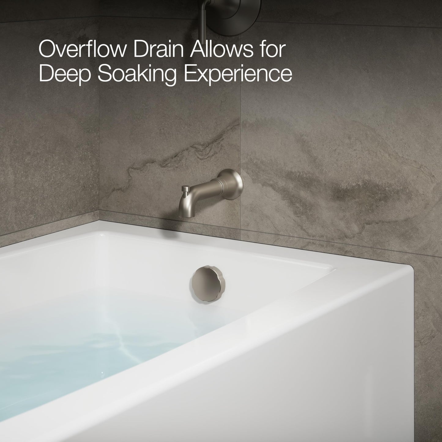 Light Gray Kohler 26108-RA-0 K-26108-RA-0 Entity 60" x 32" Alcove Bath, Right Drain, White