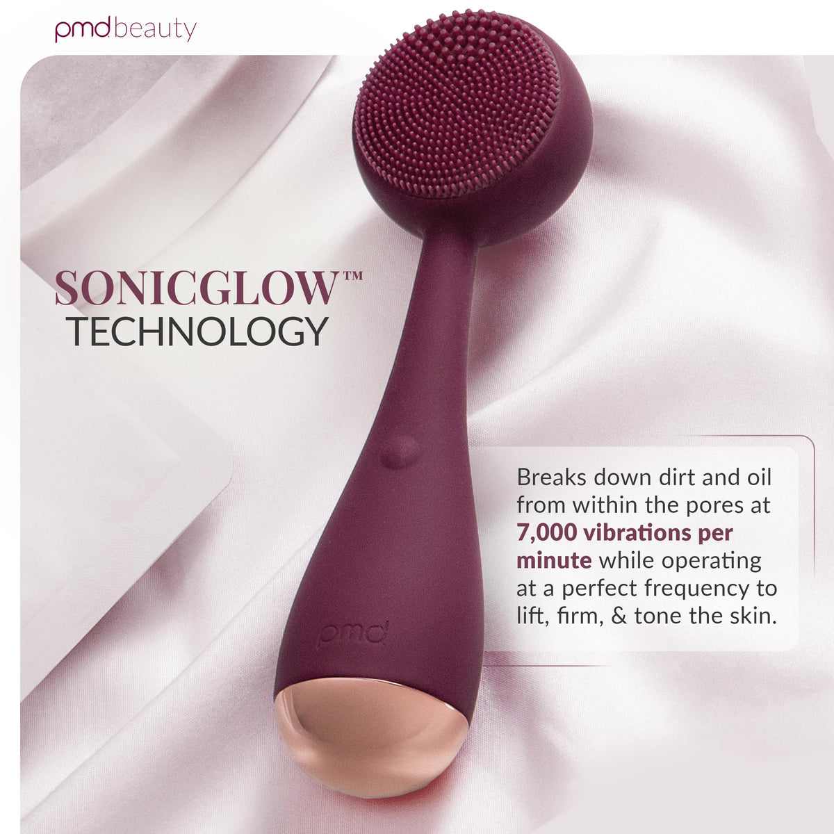 Lavender PMD Beauty Clean Facial Cleansing Brush – Waterproof Silicone Face Cleanser with Sonic Technology