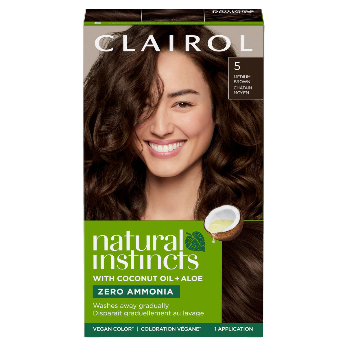Black Clairol Natural Instincts Demi-Permanent Hair Dye, 5 Medium Brown | 1 Pack