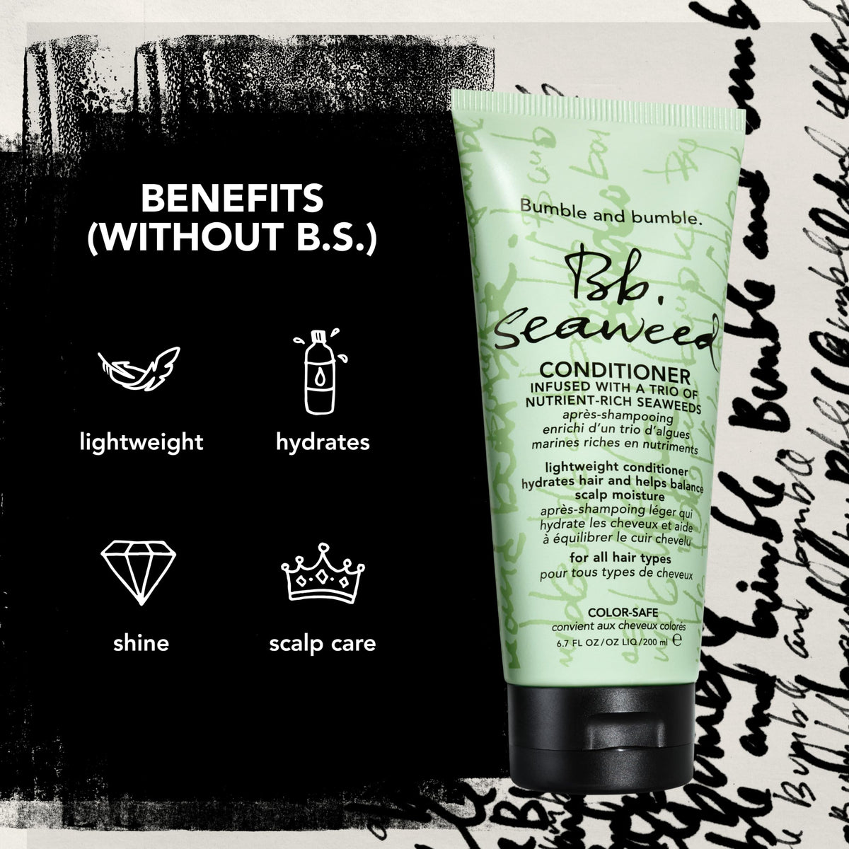 Black Bumble and bumble. Seaweed Hydrating Conditioner | Daily Lightweight Moisture | Smooths and Reduces Frizz | For Fine to Medium Curly, Wavy, Straight Hair | Liter Size, Pump Sold Separately, 33.8 Fl Oz