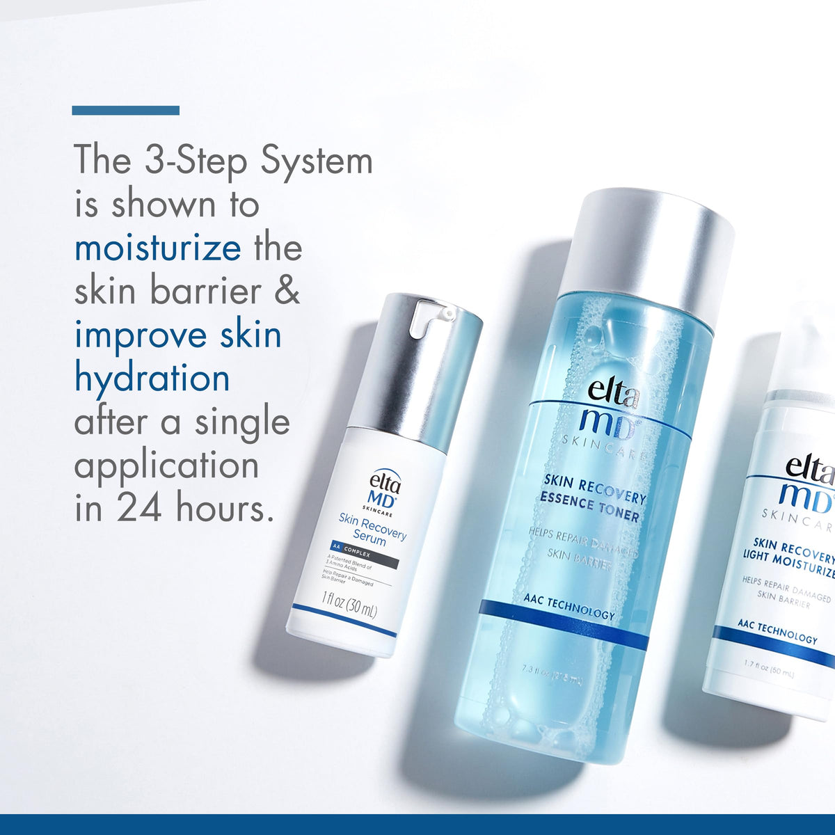 White Smoke EltaMD Skin Recovery System Facial Skin Care Set includes Gentle Essence Toner, Serum and Light Moisturizer, 3-Piece Set