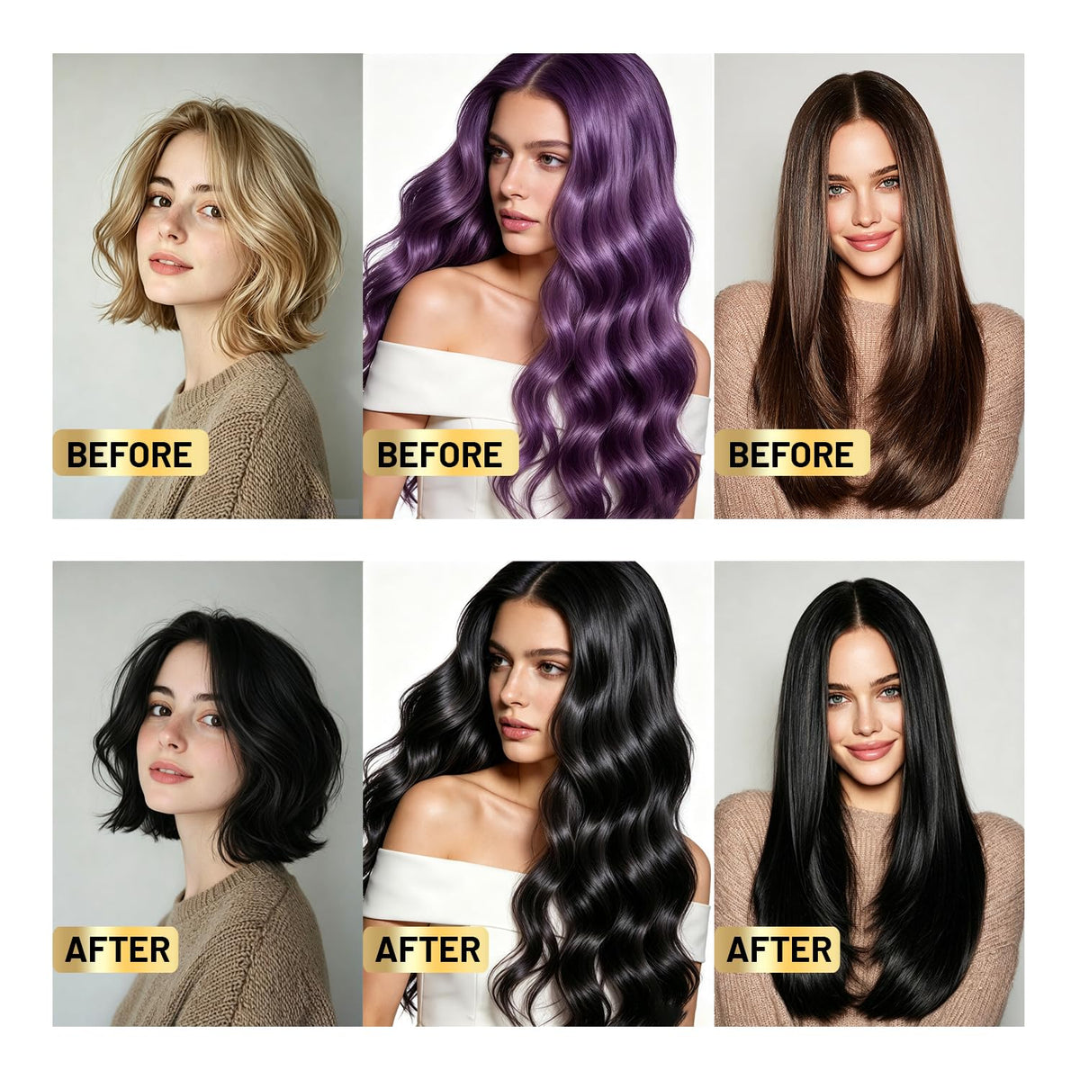 White Smoke CNNY Black Hair Dye Shampoo for Covers Gray Hair 13.5 oz