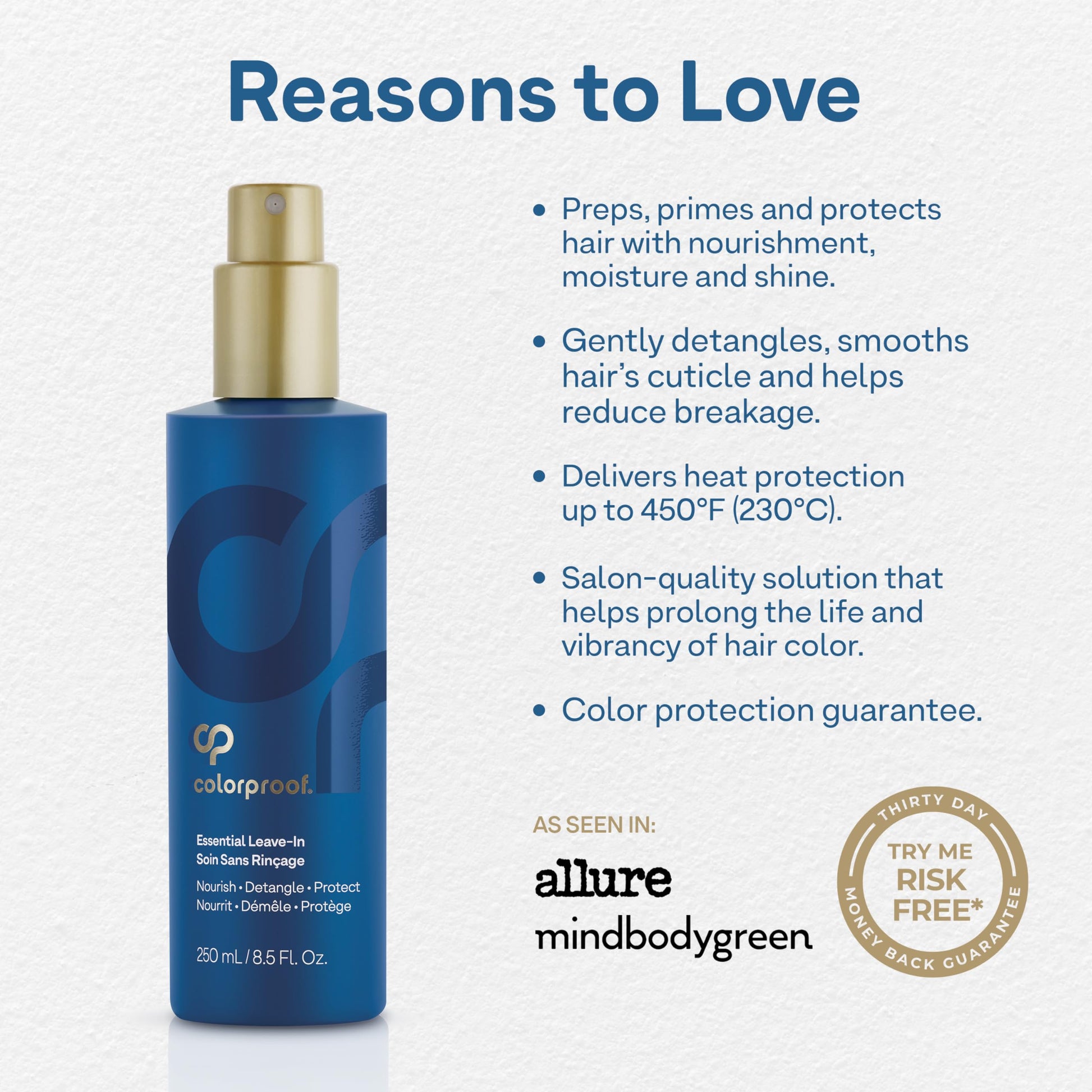 Lavender Colorproof Leave-In Treatment Spray 8.5 Fl. Oz. Heat Protection Spray for Hair, Smoothing and Detangling Spray with Color Protection, Coconut & Lemongrass Scent