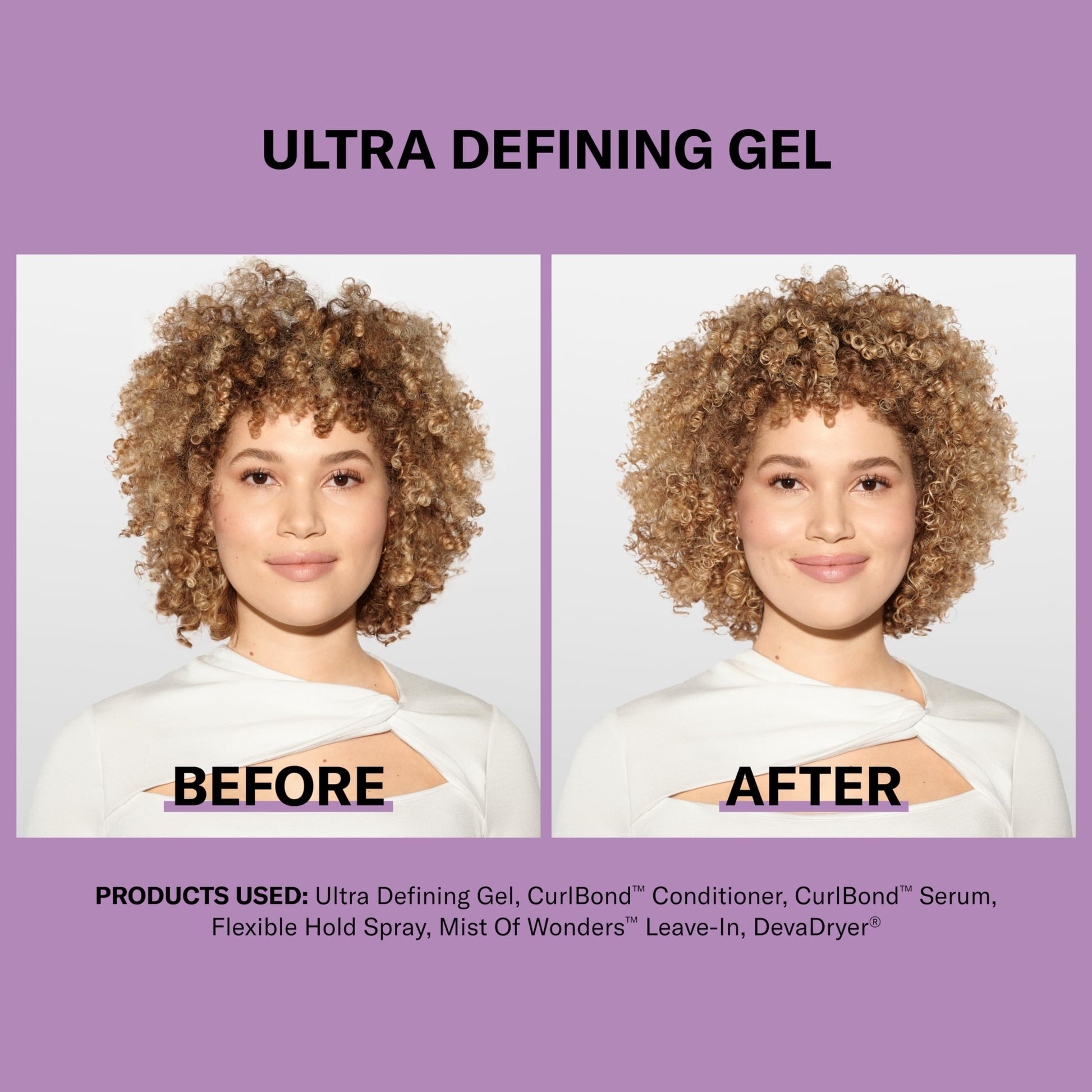 Lavender DevaCurl Ultra Defining Gel Strong Hold Non-Crunch Styler, Bright Breeze, 32 fl. oz