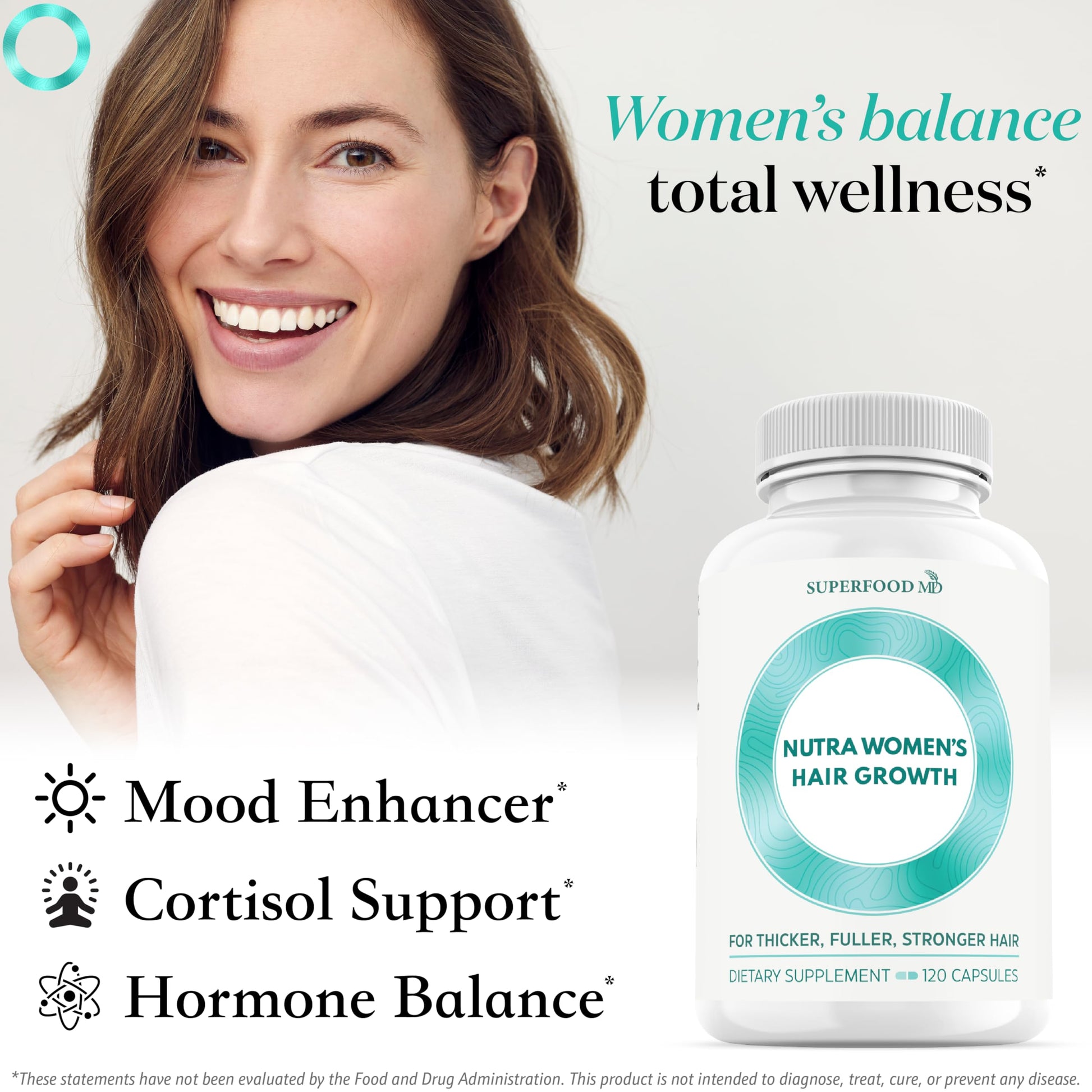 White Smoke Women's Balance Hair Growth Supplements, Ages 45 and Up, Customer Proven for Visibly Thicker Hair and Scalp Coverage, Soy-Free, Made with 26 Ingredients including Beta Carotenes - 2 Month Supply