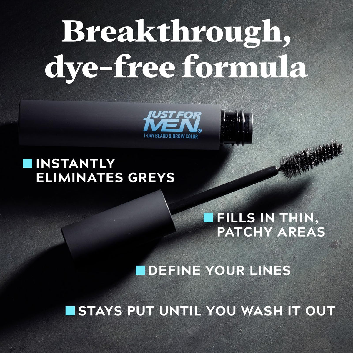 Black JUST FOR MEN 1-Day Beard & Brow Color, Temporary Color, Dark Brown