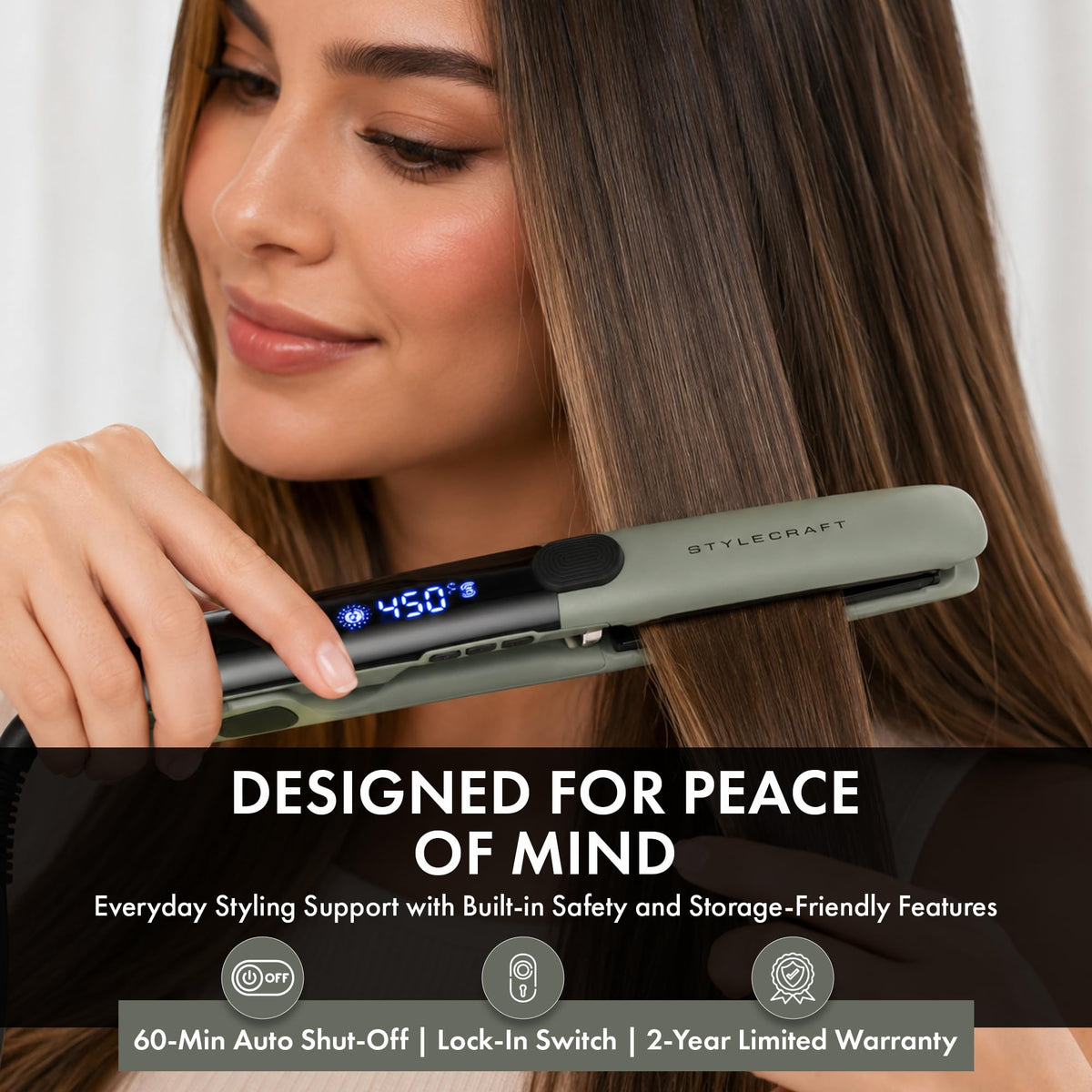 Black StyleCraft Sage 1-Inch Vibrating Titanium Flat Iron Hair Straightener